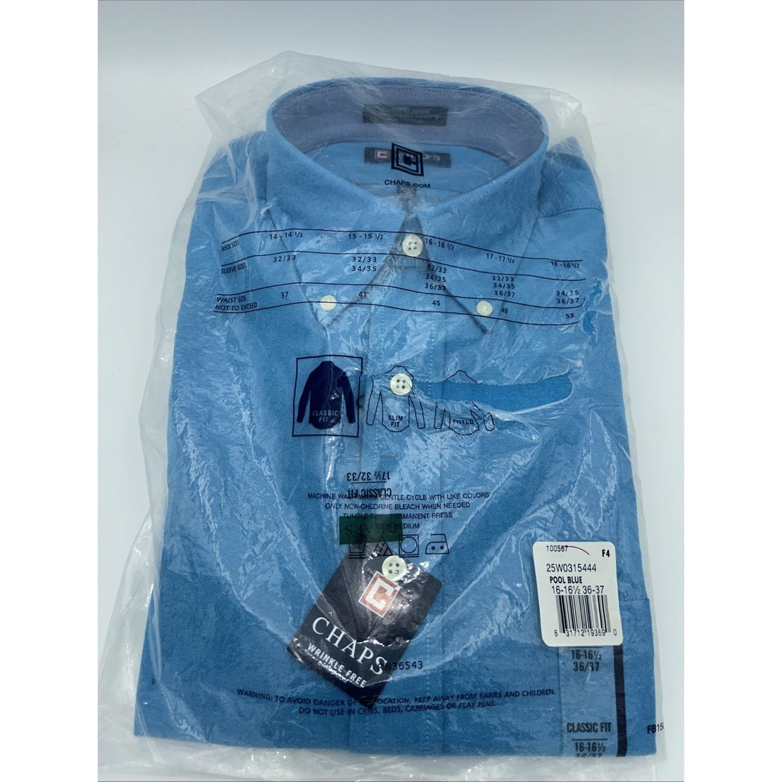 Chaps Vtg Chaps Mens 16/16 1/2 Pool Blue Button Down Long Sleeve Size US L / EU 52-54 / 3 - 1 Thumbnail