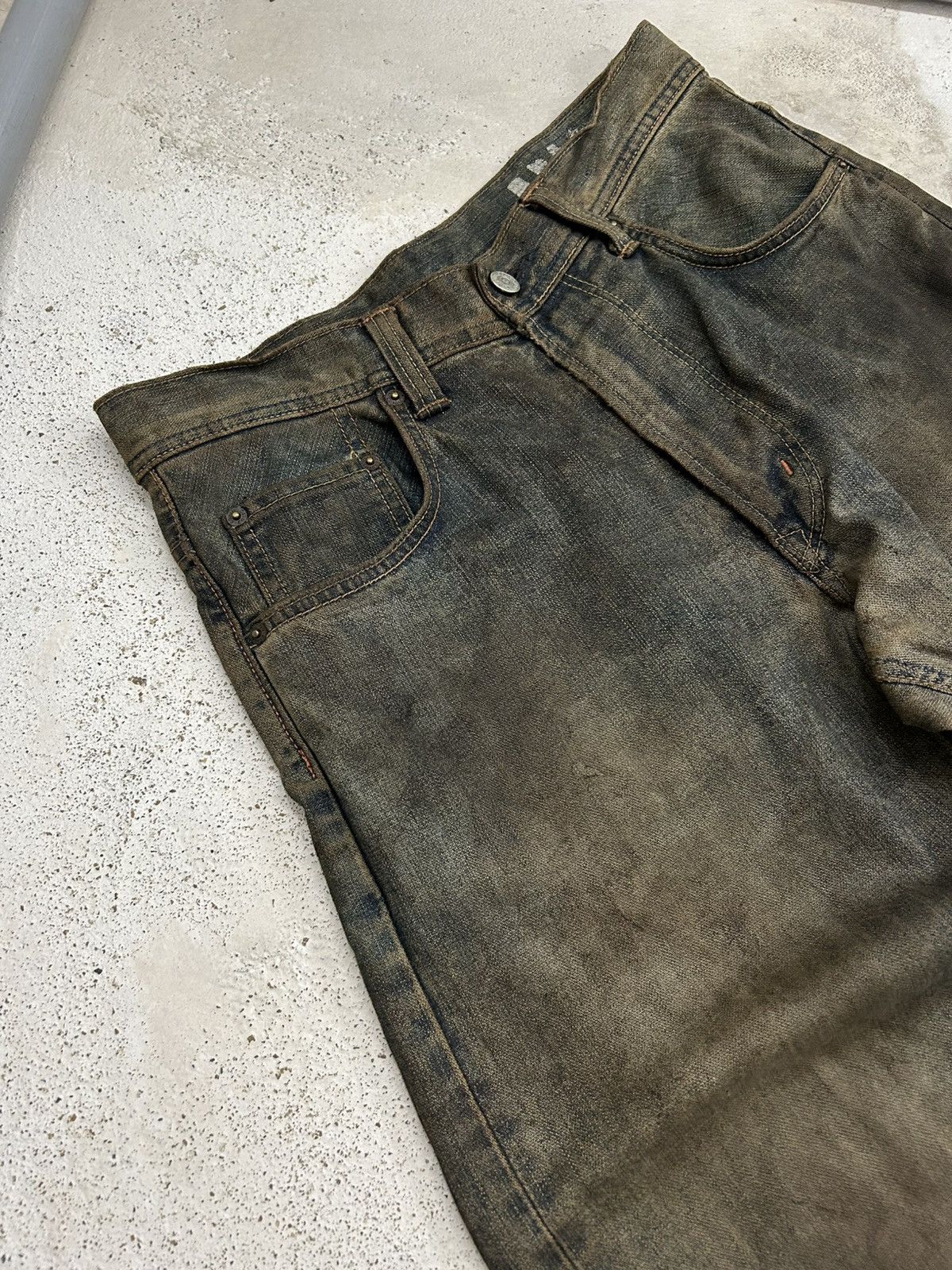 Edwin Vintage Edwin XV Japan Mud Washed Dirty Baggy Distressed Size US 31 - 10 Thumbnail