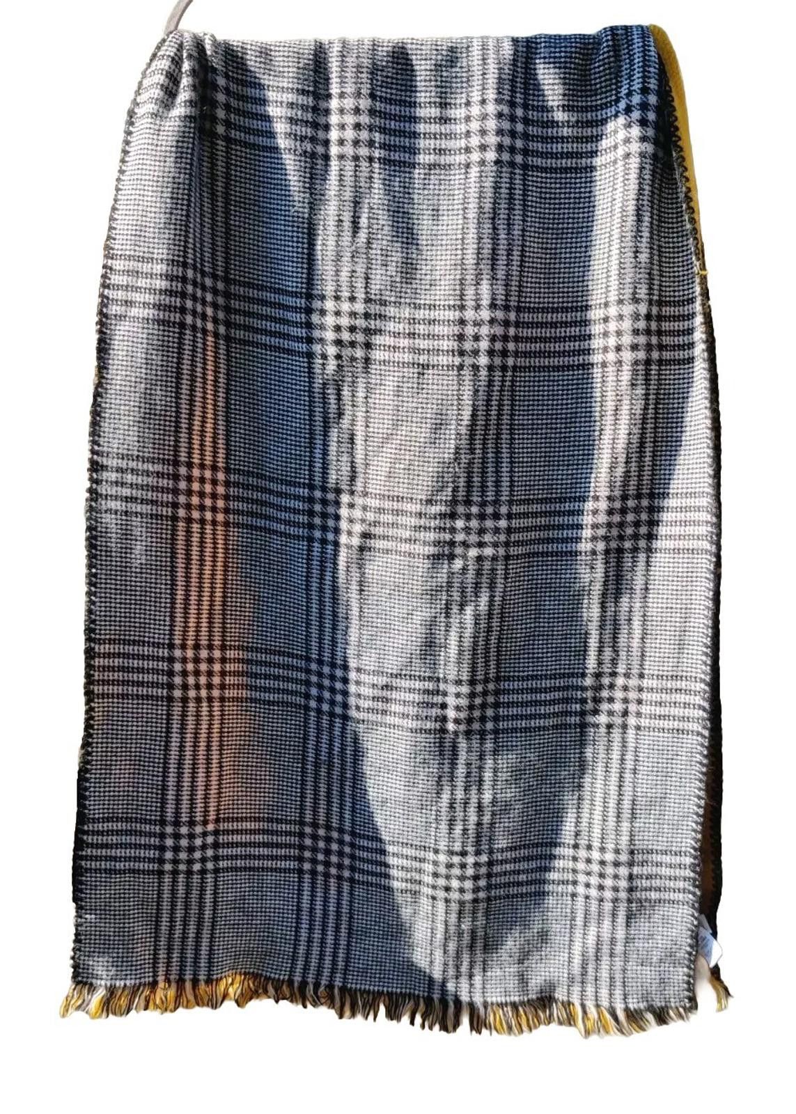 Other Time & Tru Black White Hounds Tooth Reversible Yellow Woven Size ONE SIZE - 3 Thumbnail