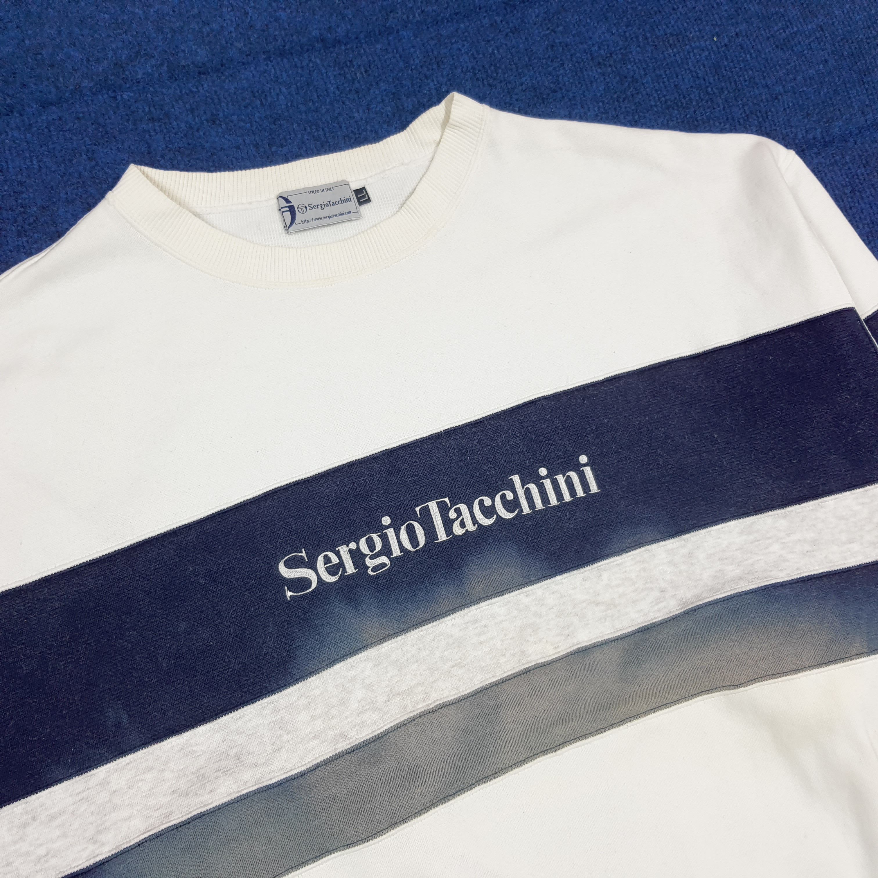 Sergio Tacchini Vintage Retro Sergio Tacchini Sweatshirt Navy Stripe C293N18 Size US XL / EU 56 / 4 - 2 Thumbnail