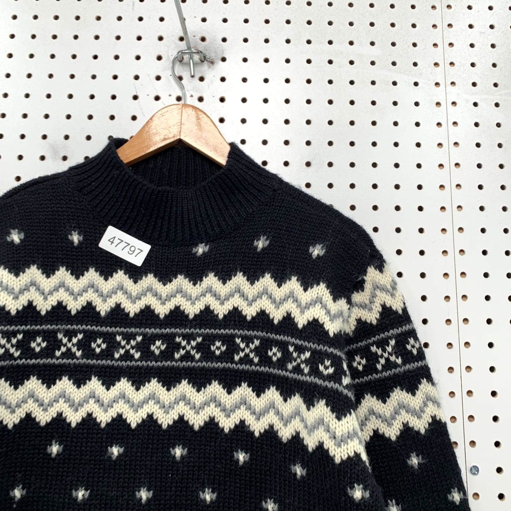 Liz Claiborne Vintage Liz Claiborne Wool Sweater Womens Medium Black Fair Isle Oversized Size M / US 6-8 / IT 42-44 - 7 Thumbnail