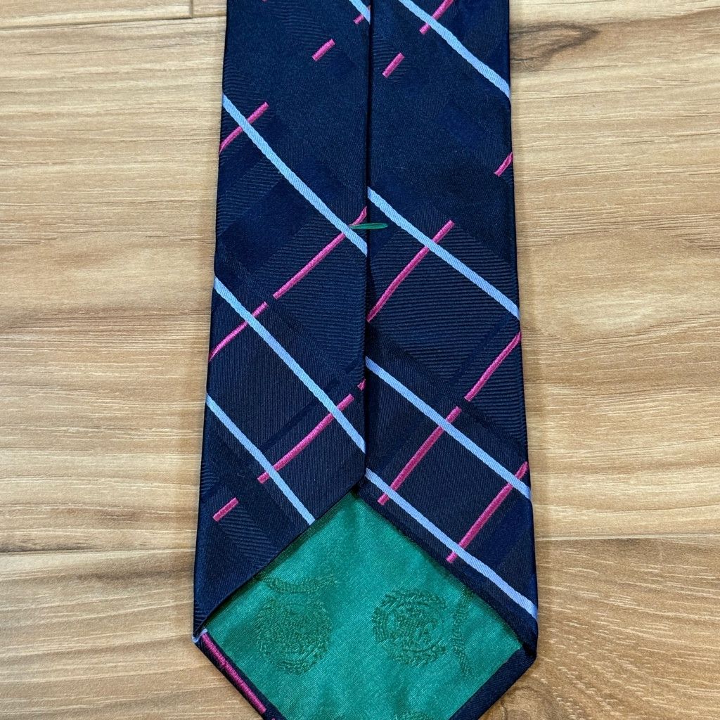 Tommy Hilfiger Tommy Hilfiger Navy Pink Plaid Silk Tie Made in USA 3.25” Size 26 - 2 Thumbnail