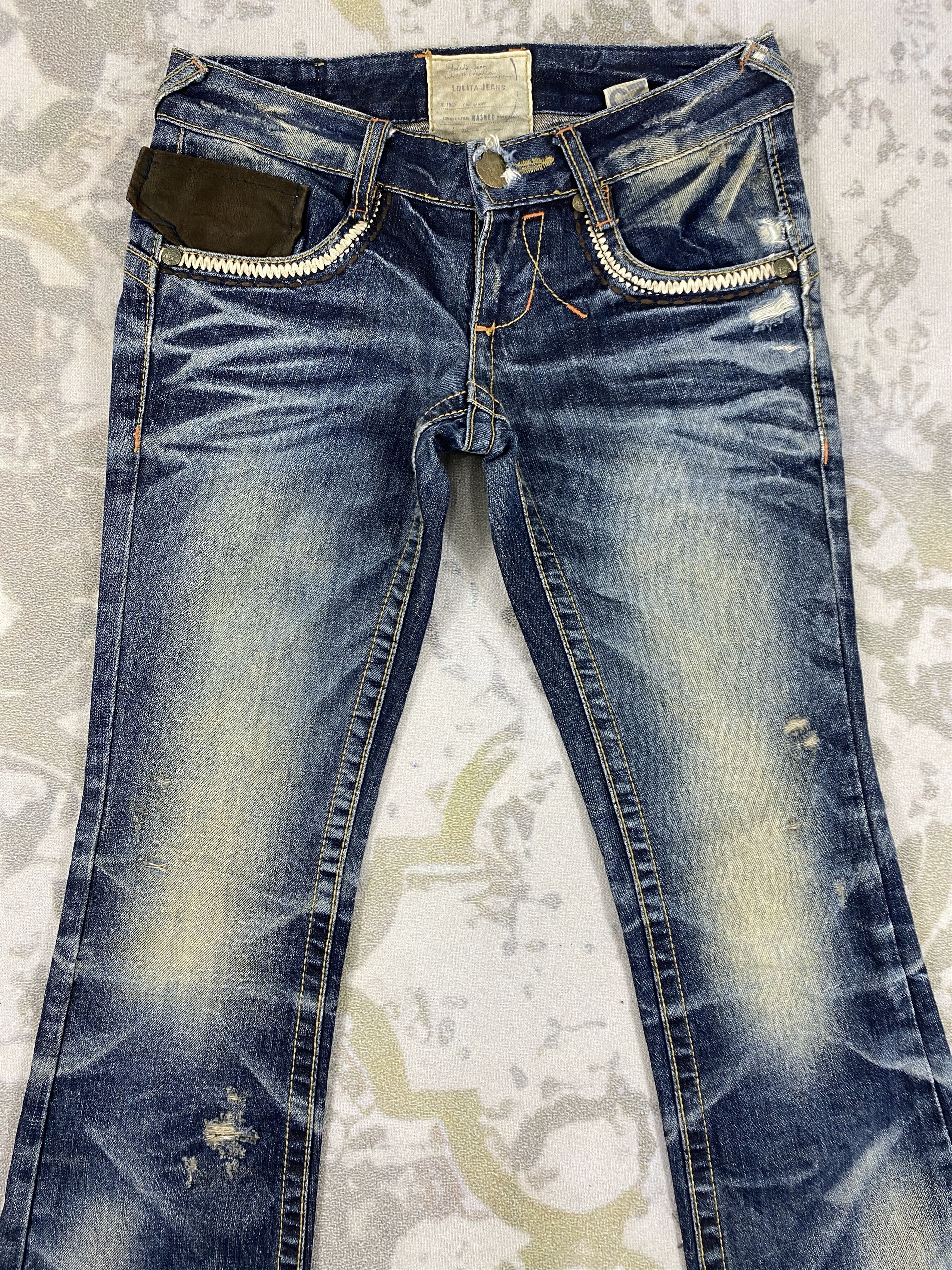 If Six Was Nine Vintage Lolita Low Rise Flare Jeans Denim JN3504 Size US 30 / EU 46 - 3 Thumbnail