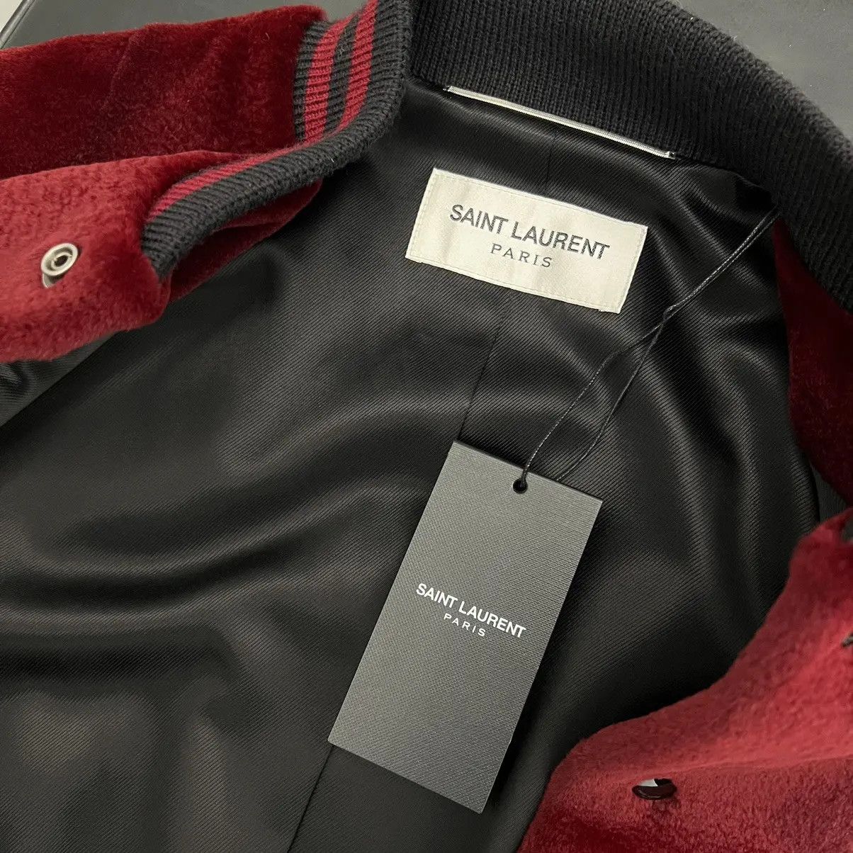Saint Laurent Paris o1bcso1str0924 Teddy Vison Rase Jacket in Burgundy Size US M / EU 48-50 / 2 - 4 Thumbnail