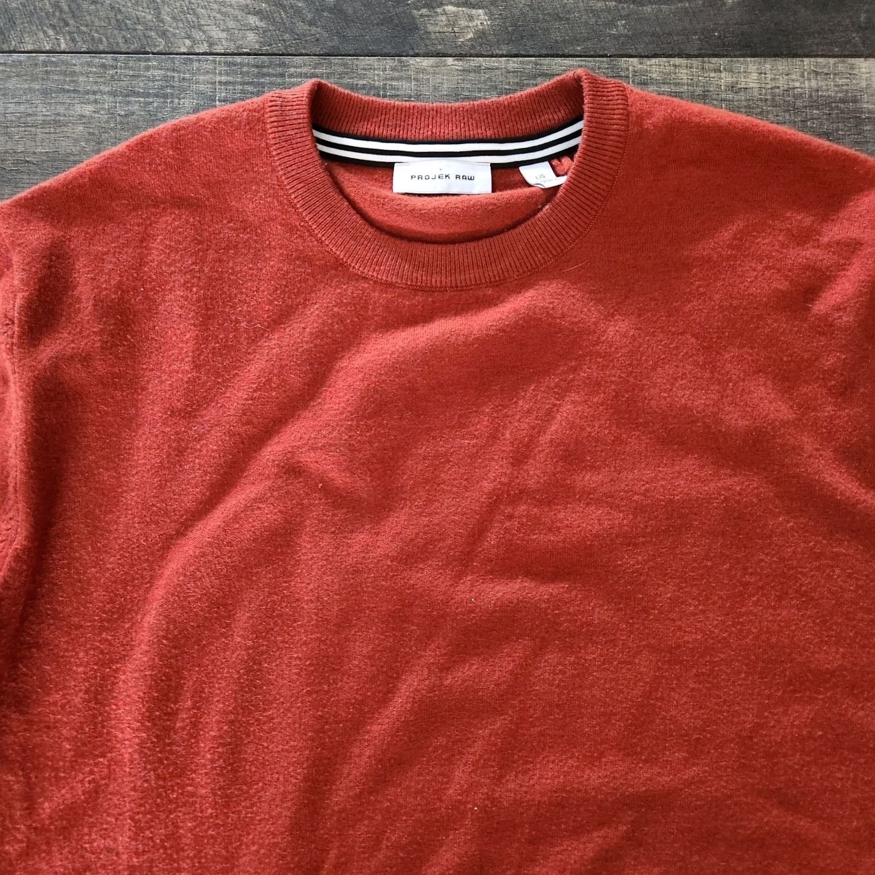 Rusty Projek Raw Sweatshirt Pullover Mens Large L Orange Cotton Knit Round Neck Solid Ivory Mid Weight Crewneck Vintage No Size US L / EU 52-54 / 3 - 5 Thumbnail