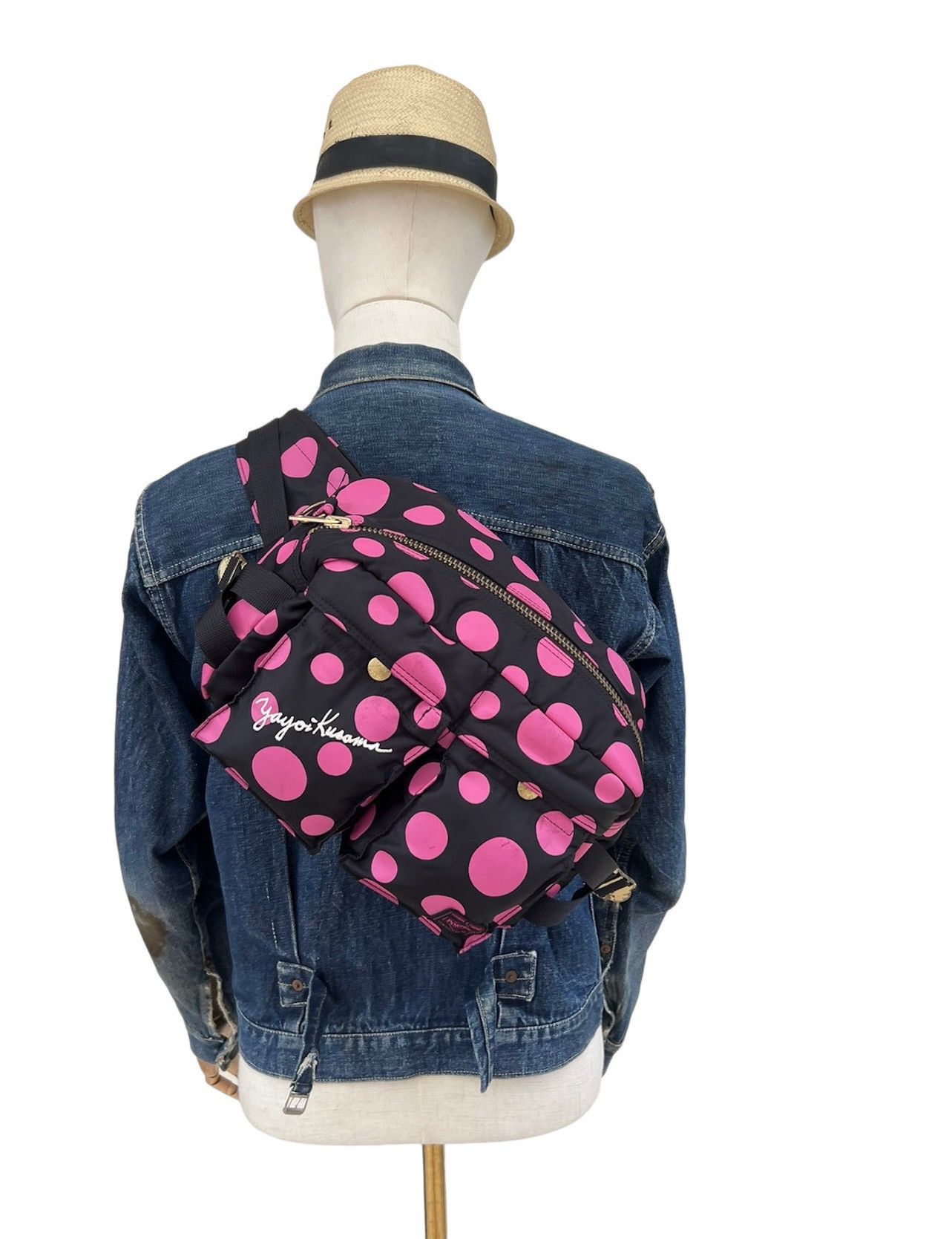 image of Porter X Yayoi Kusama X X-Girl X Xlarge Polka Dot Tanker Bag in Black/Pink, Men's