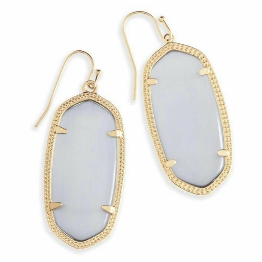 Designer Kendra Scott Elle Slate Cat’s Eye Drop Earrings Gold Frame Size ONE SIZE - 1 Thumbnail