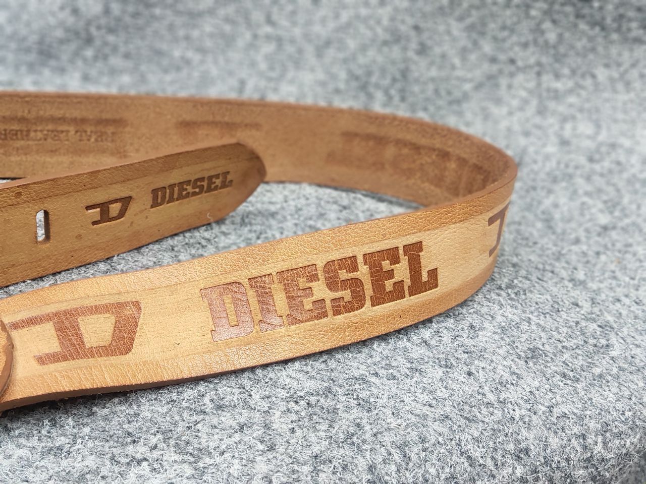Vintage Vintage Diesel All Logo Y2k Style Brown Leather wide Belt Size ONE SIZE - 6 Thumbnail