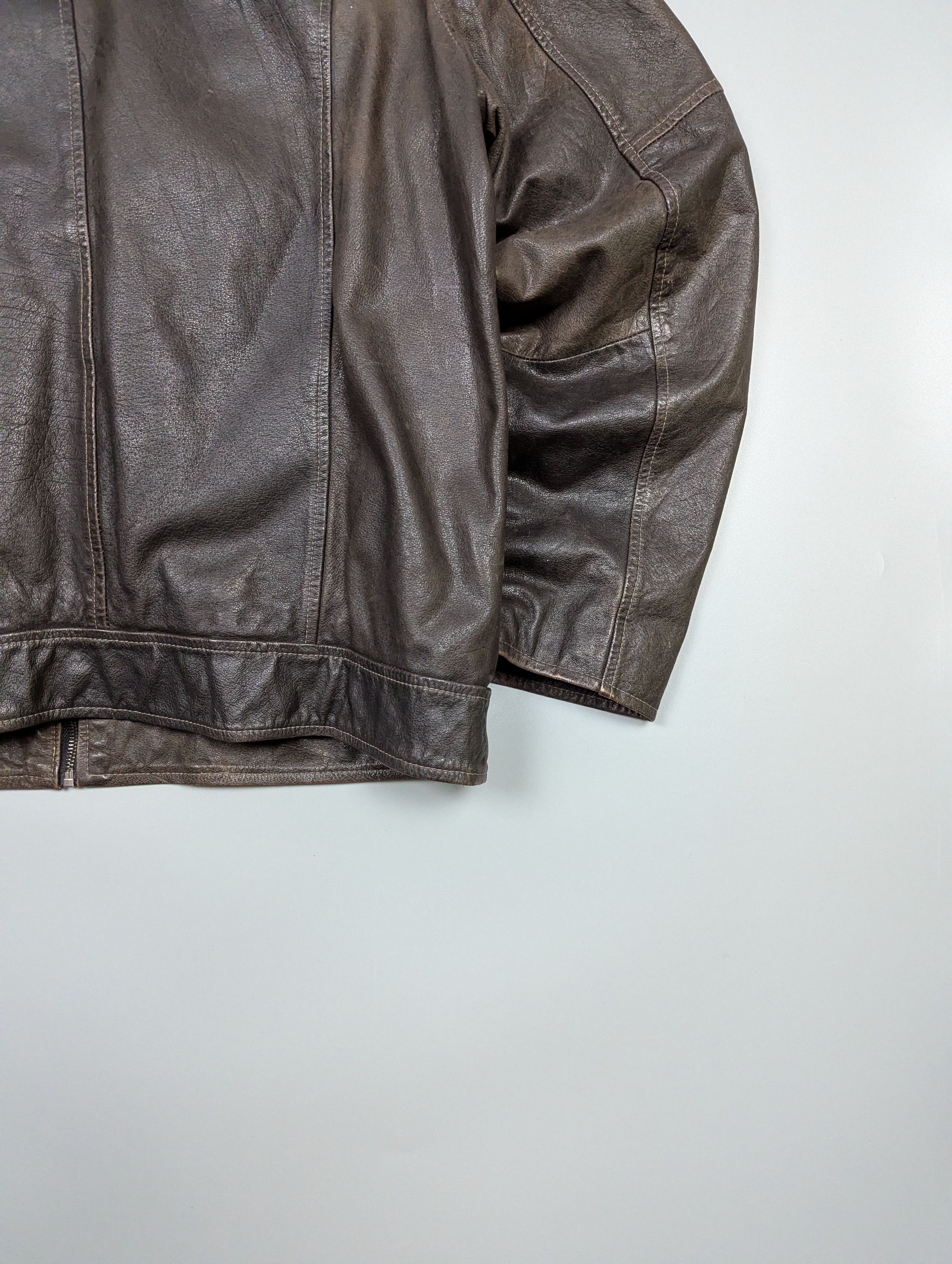 Vintage TRAPPER Mens Brown Multi-Pocket Leather Vintage Biker Jacket Size US XL / EU 56 / 4 - 19 Thumbnail