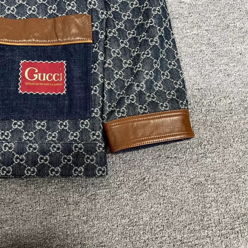 Gucci Gucci G Monogram Denim Jacket with Leather Trim-2506 Size XS / US 0-2 / IT 36-38 - 4 Thumbnail