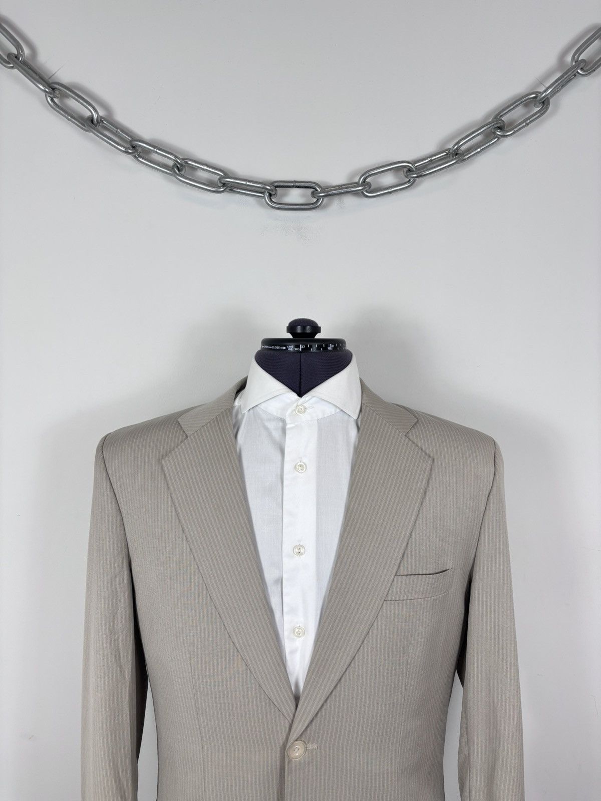 Lanvin Lanvin Sport Men’s Vintage Beige Ivory Striped Blazer Jacket Size 44R - 2 Thumbnail