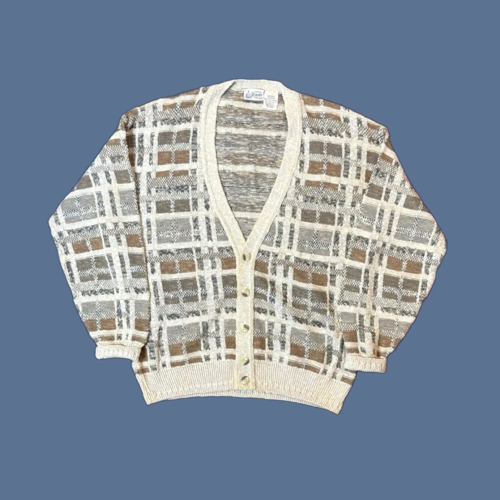Vintage VINTAGE 90s Florence Cardigan Knit Sweater Men M Beige Long Sleeve Regular Fit Kurt Cobain Theme 90s Grunge Vintage Size US M / EU 48-50 / 2 - 1 Thumbnail