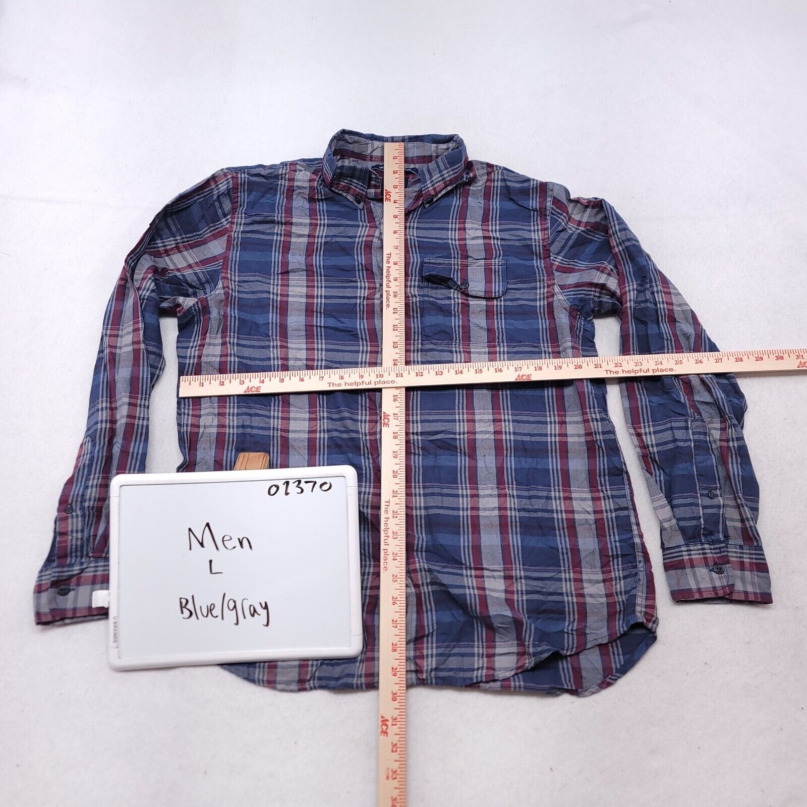 Old Navy Old Navy Tartan Flannel Shirt Mens Size Large L Blue Gray Size US L / EU 52-54 / 3 - 6 Thumbnail