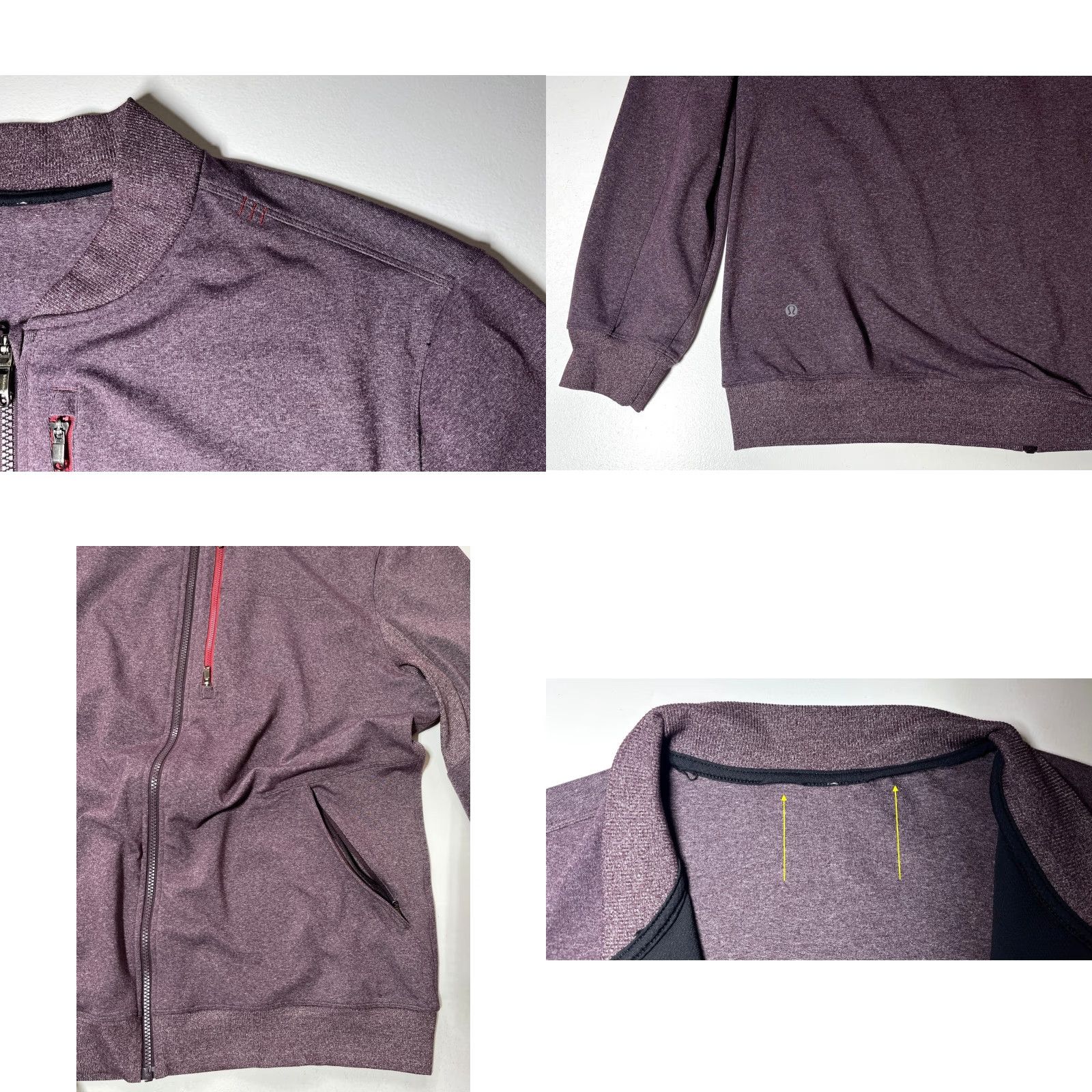 Lululemon Lululemon Men's Six Pack Jacket Full Zip Heathered Black Cherry 2XL Sweatshirt Zip Pockets Athletic City Sports Size US XXL / EU 58 / 5 - 8 Thumbnail