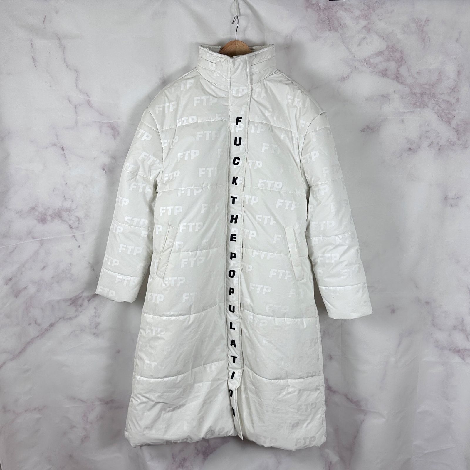 Fuck The Population FTP White Reflective Puffer Trench Coat Size US L / EU 52-54 / 3 - 1 Thumbnail