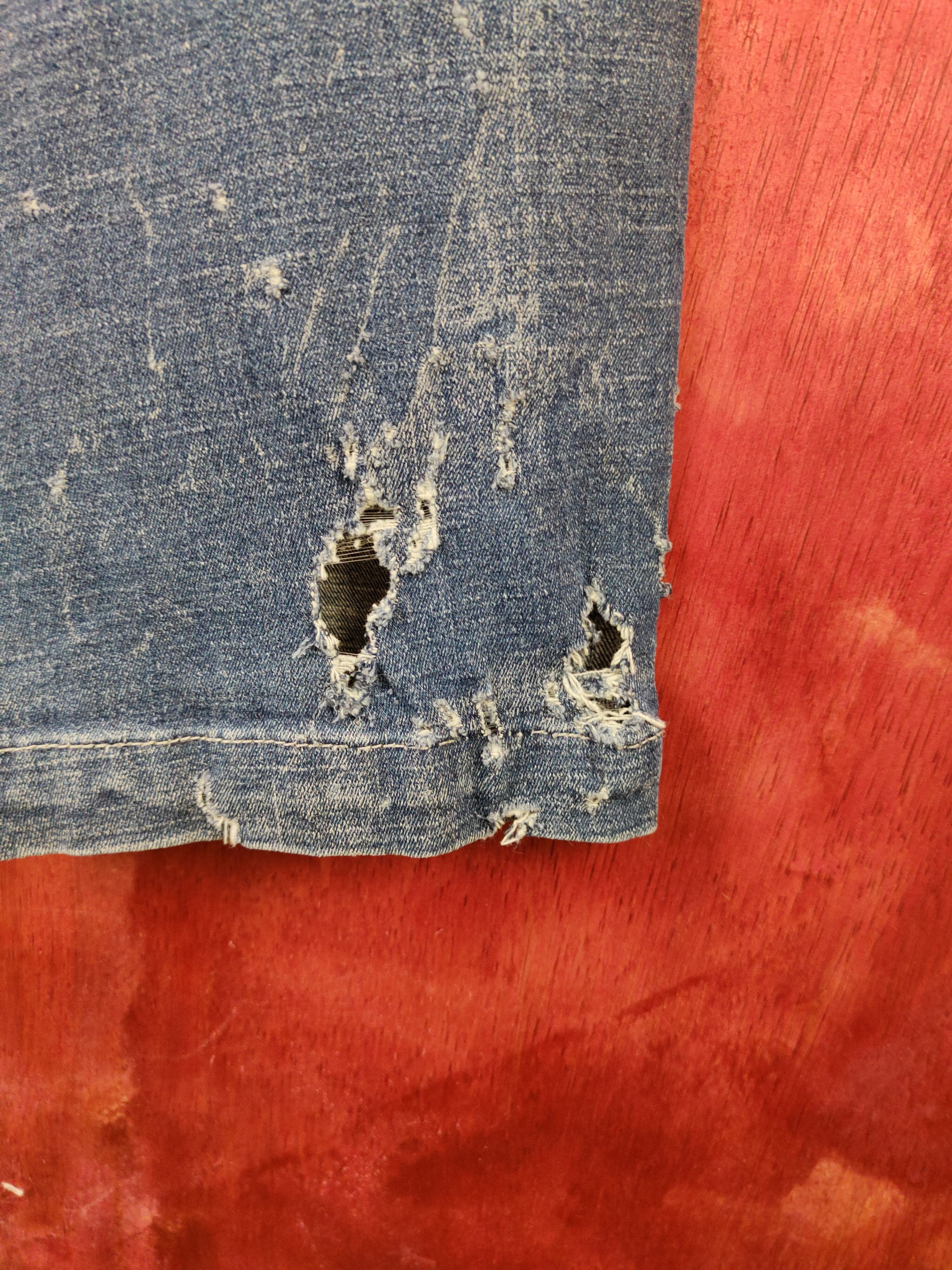 Japanese Brand FieldCore Blue Distressed Ripped Stretch Jeans #S2125 Size US 34 / EU 50 - 13 Thumbnail