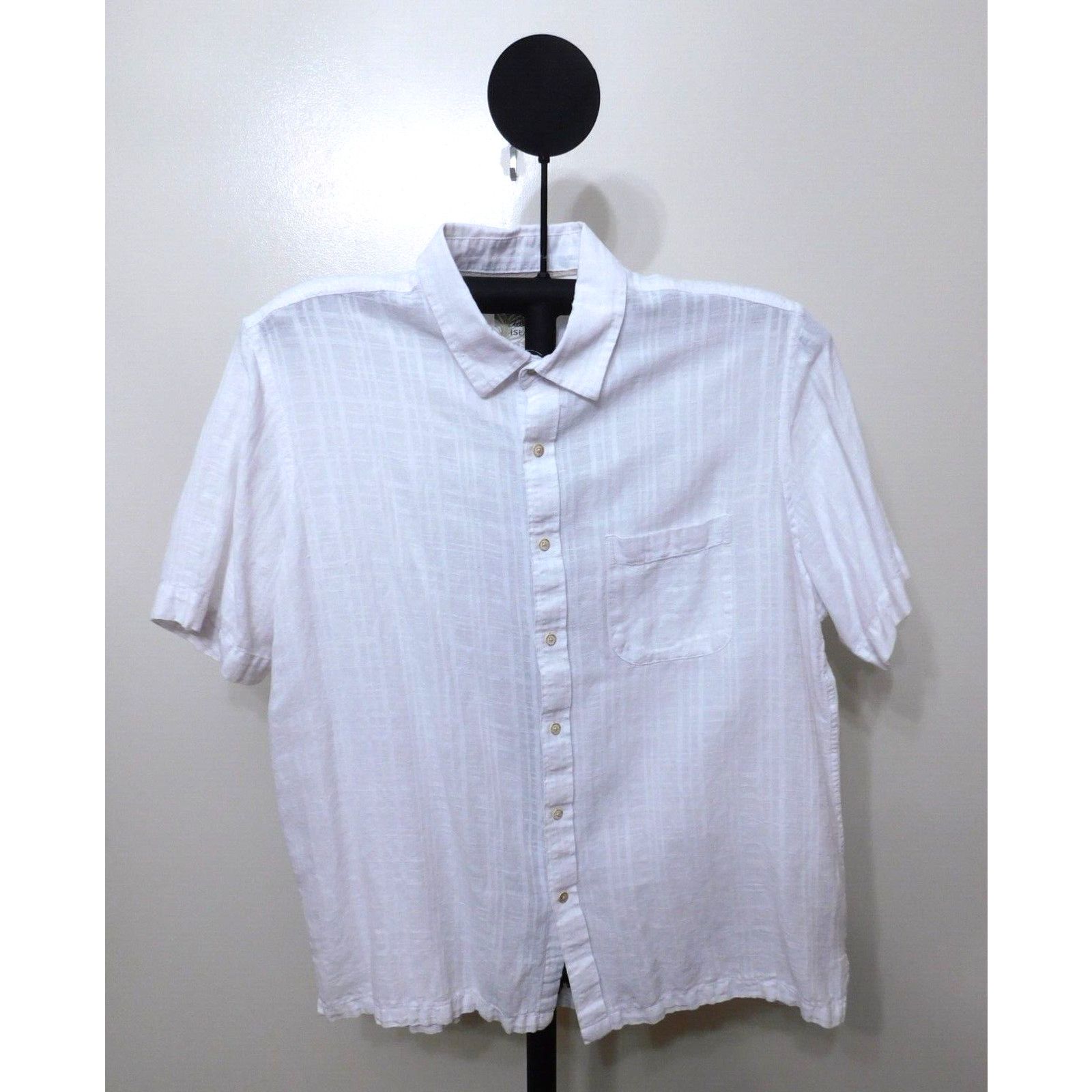 Tasso Elba Tasso Elba White Linen Blend Short Sleeve Casual Shirt - XL Size US XL / EU 56 / 4 - 1 Thumbnail