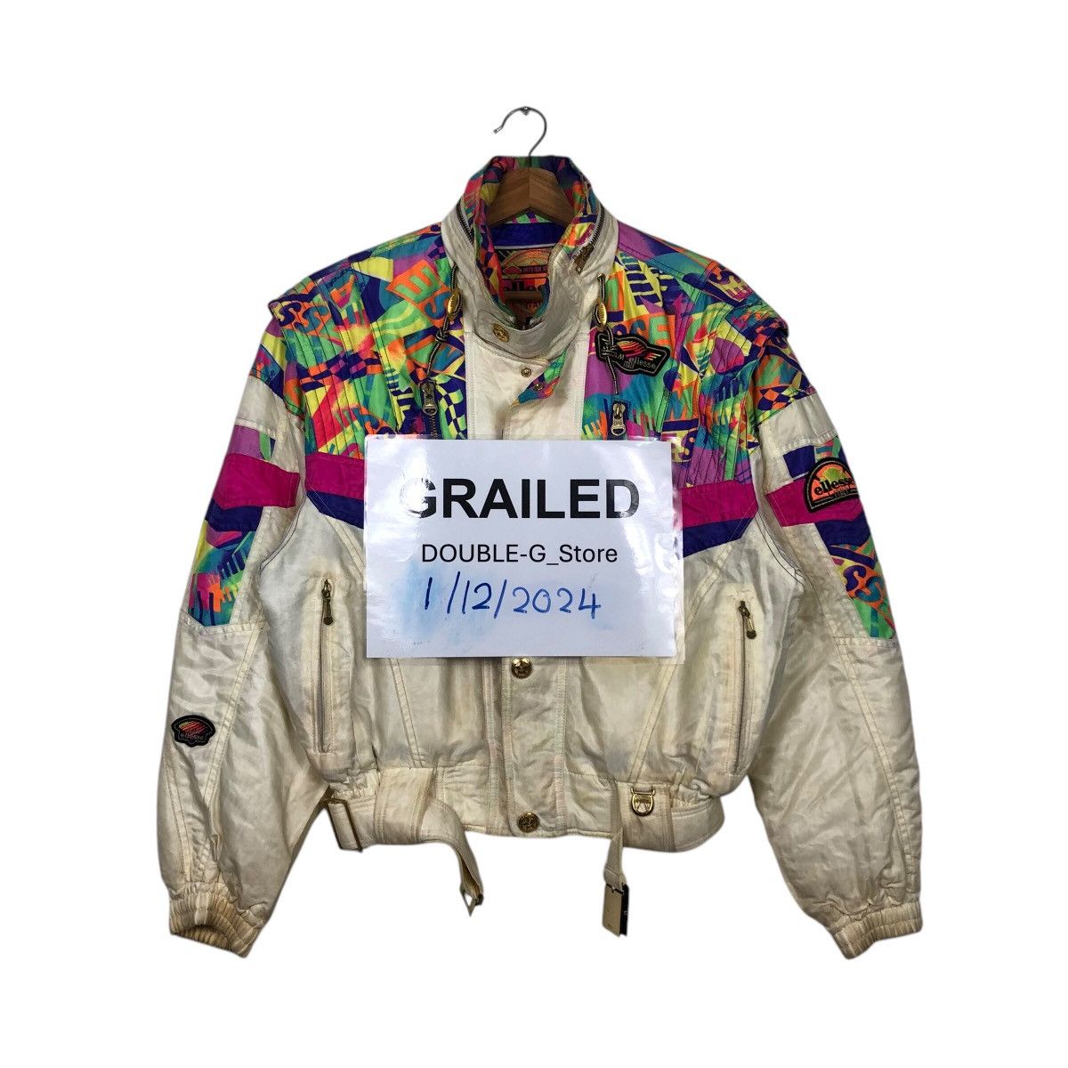 Japanese Brand 📌Vintage Cropped Ski Bomber Jacket Ellesse Multi Colour Size US M / EU 48-50 / 2 - 1 Thumbnail