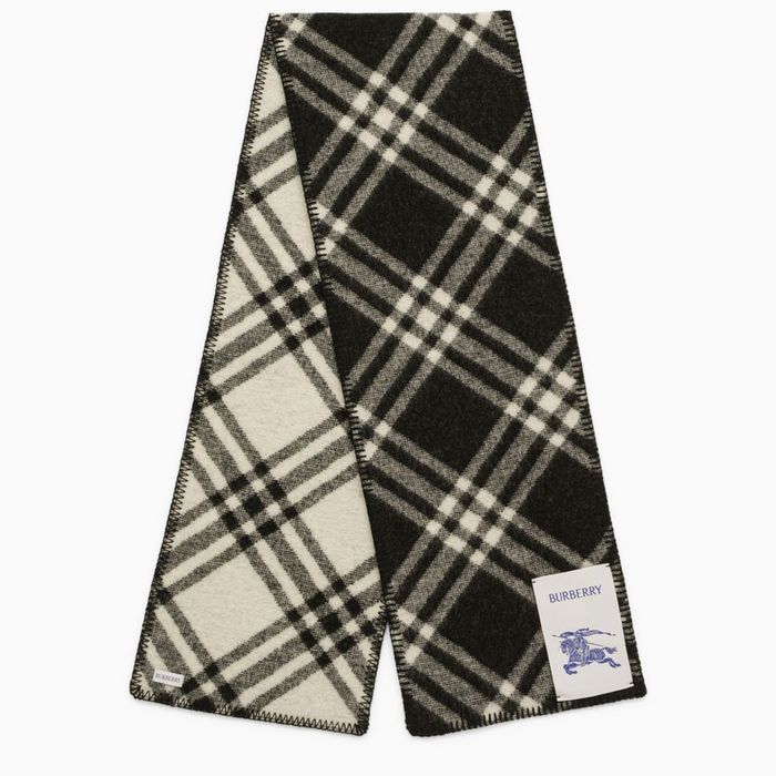 Burberry Burberry Black Wool Scarf With Vintage Check Pattern Grailed
