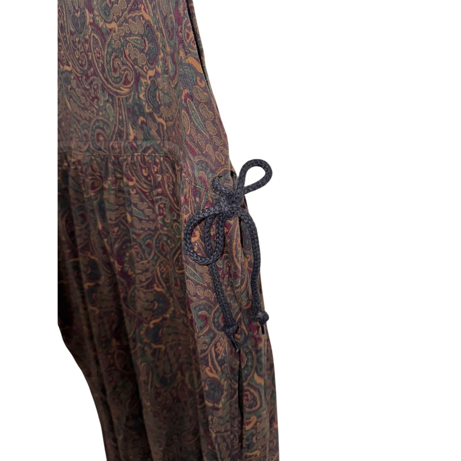 Jones New York Vtg 90s Brown Cotton Paisley Sleeveless Jumper Midi Dress Size M / US 6-8 / IT 42-44 - 4 Thumbnail