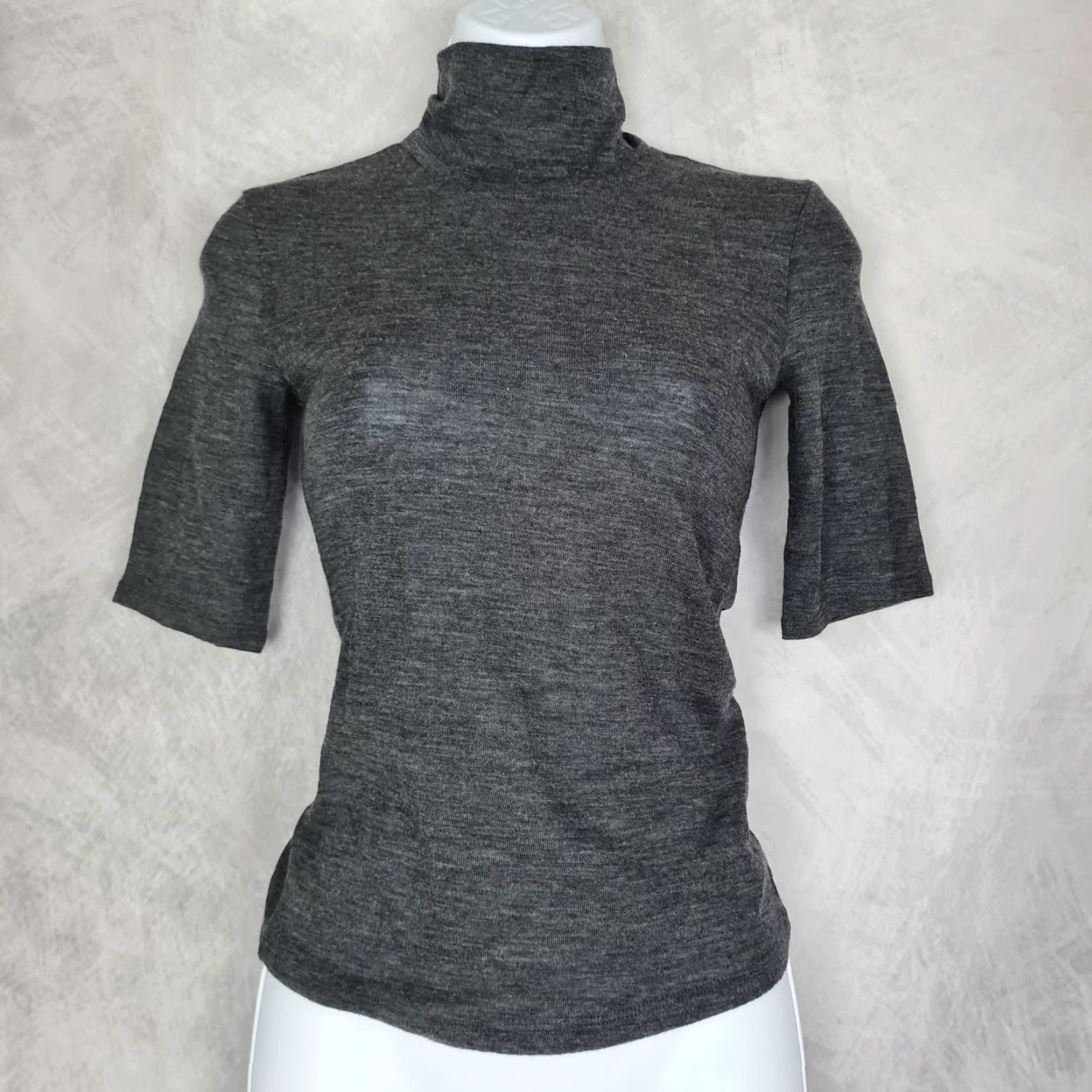 Vince Vince Sweater Womens XXS Gray Wool Turtleneck Short Sleeve Lightweight Pullover Size XXS / US 00 / IT 34 - 2 Thumbnail