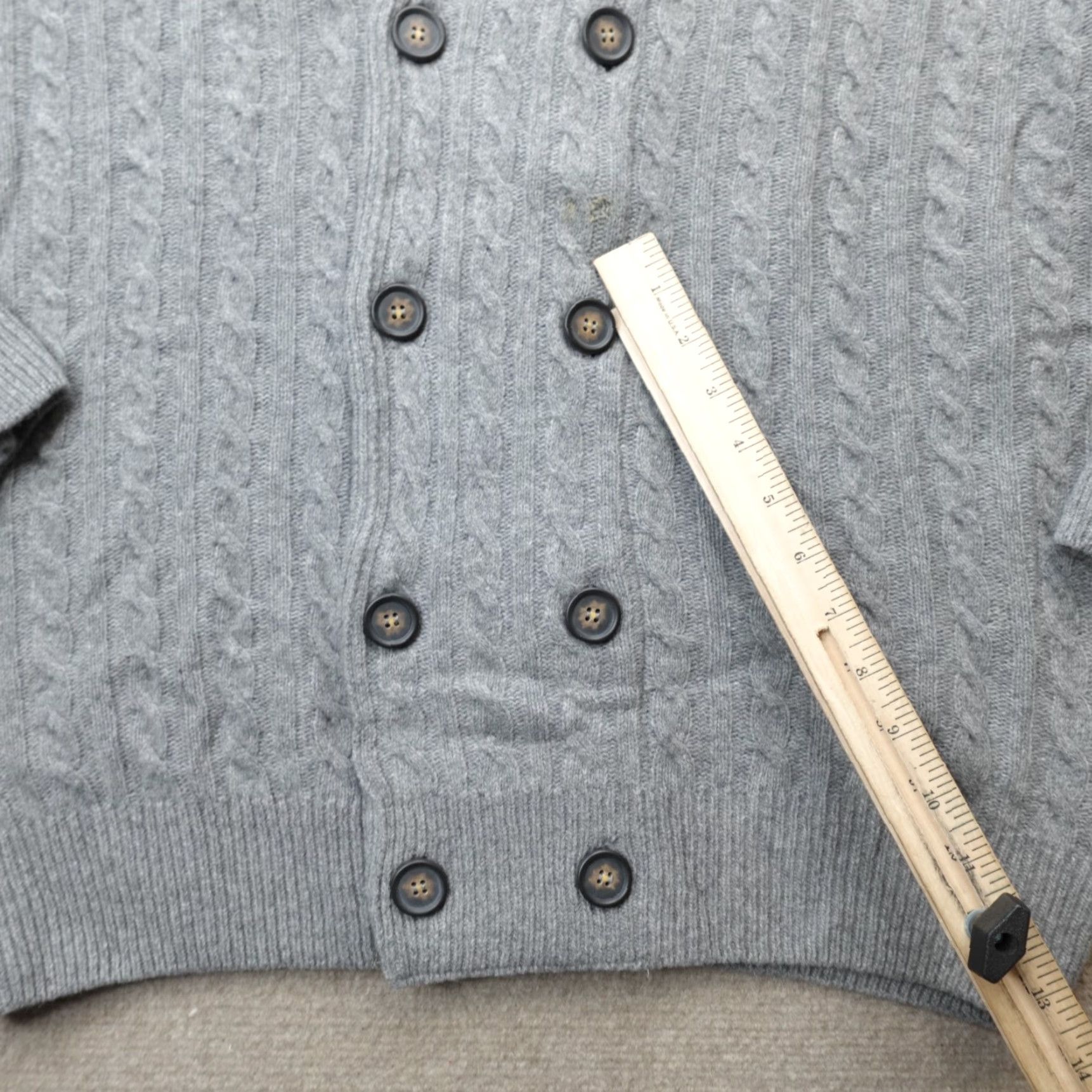Vintage VINTAGE Lorenzo Magni Sweater XL Gray Shawl Cardigan Wool Nylon Made in Italy Mens Gray XL Cardigan Wool Nylon Geometric 80s 90s Size US XL / EU 56 / 4 - 4 Thumbnail