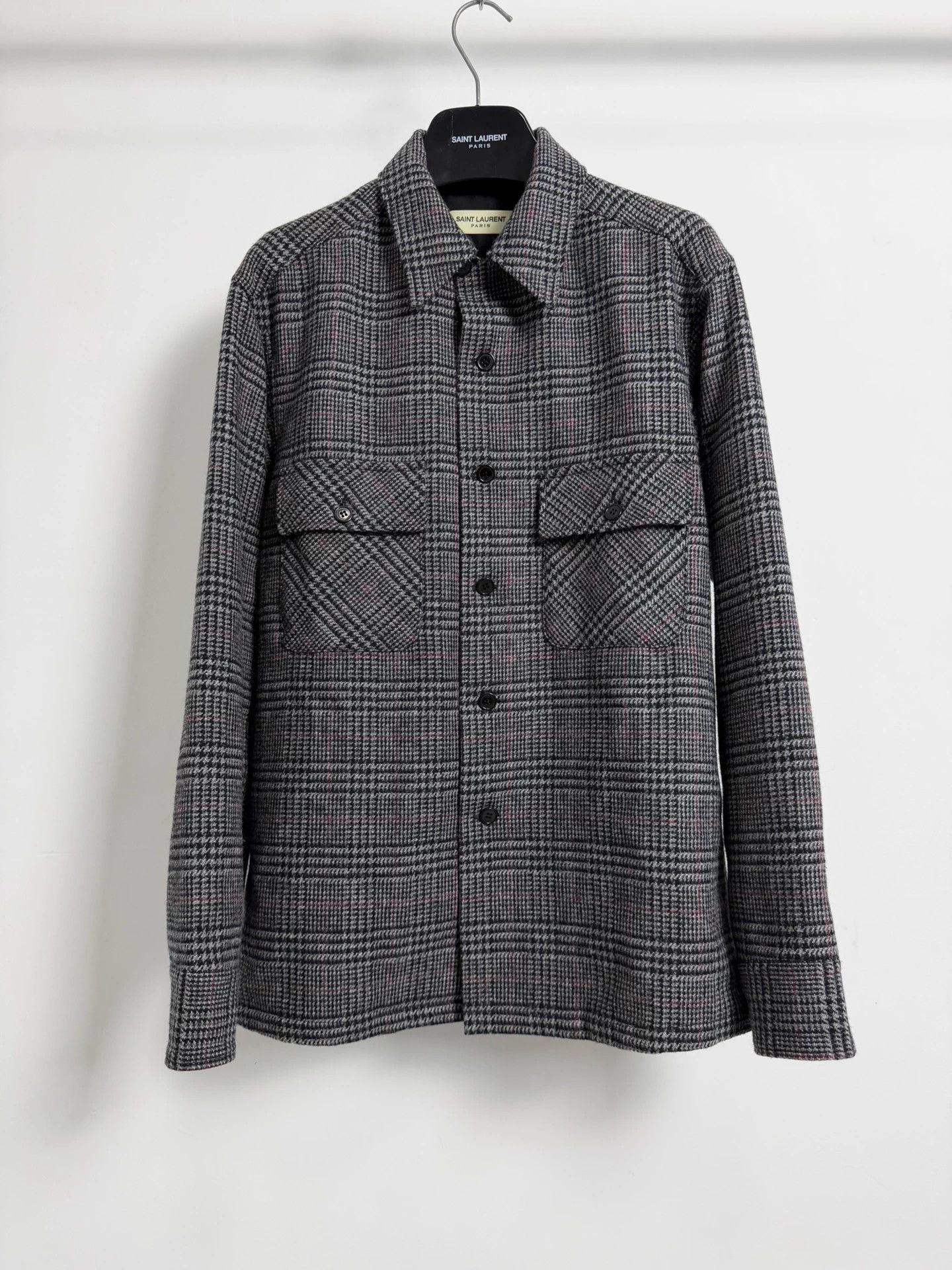 Saint Laurent Paris SLP 16FW Hedi POW Check Wool Overshirt Sample S Size US S / EU 44-46 / 1 - 1 Thumbnail
