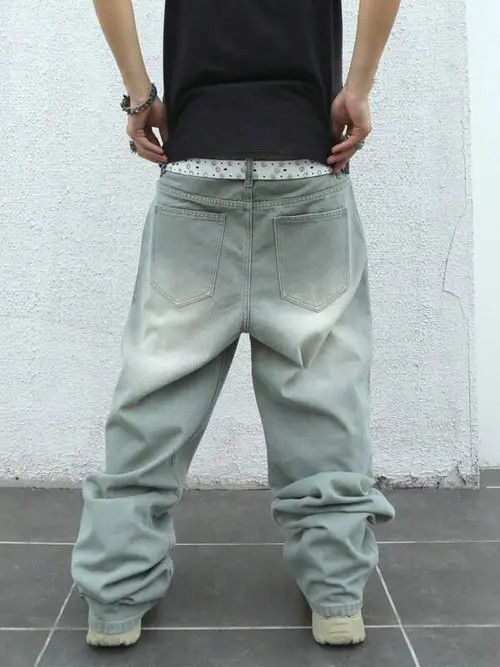 Jean Washed Denim Jeans stacked wide leg Size US 32 / EU 48 - 3 Thumbnail