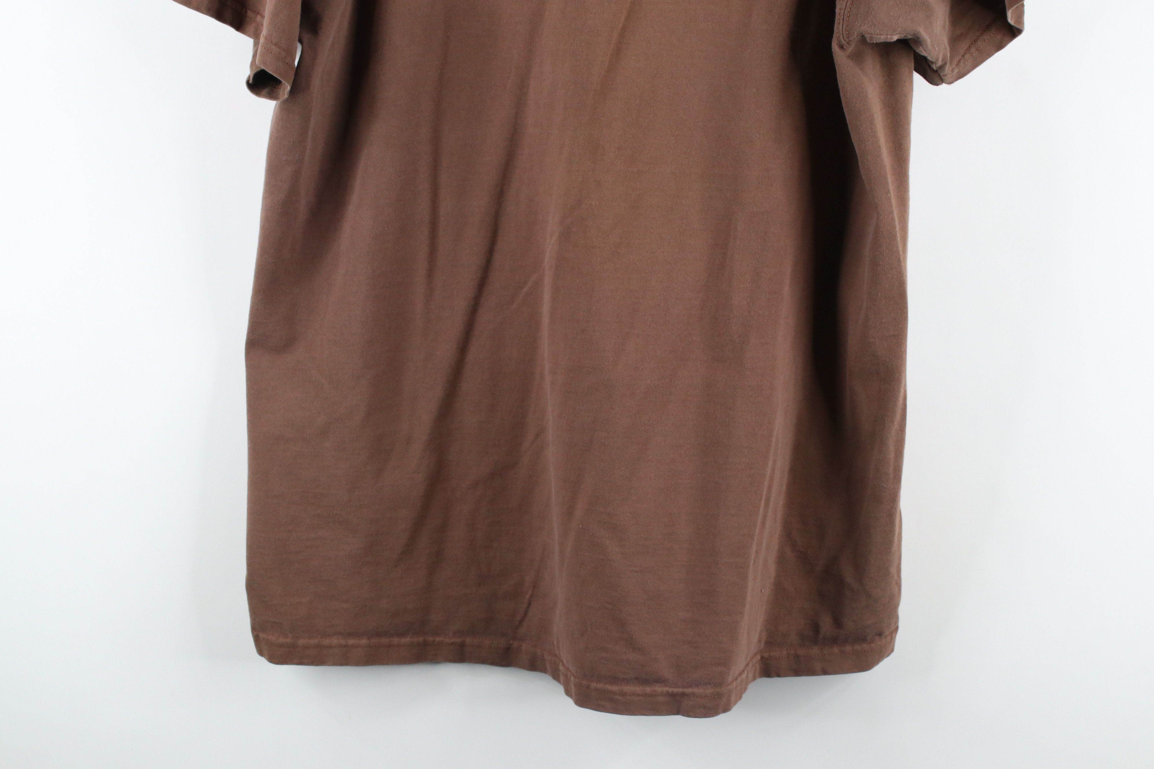 Vintage Vintage 90s Streetwear Blank Cotton Pocket T-Shirt Brown Size US XL / EU 56 / 4 - 11 Thumbnail