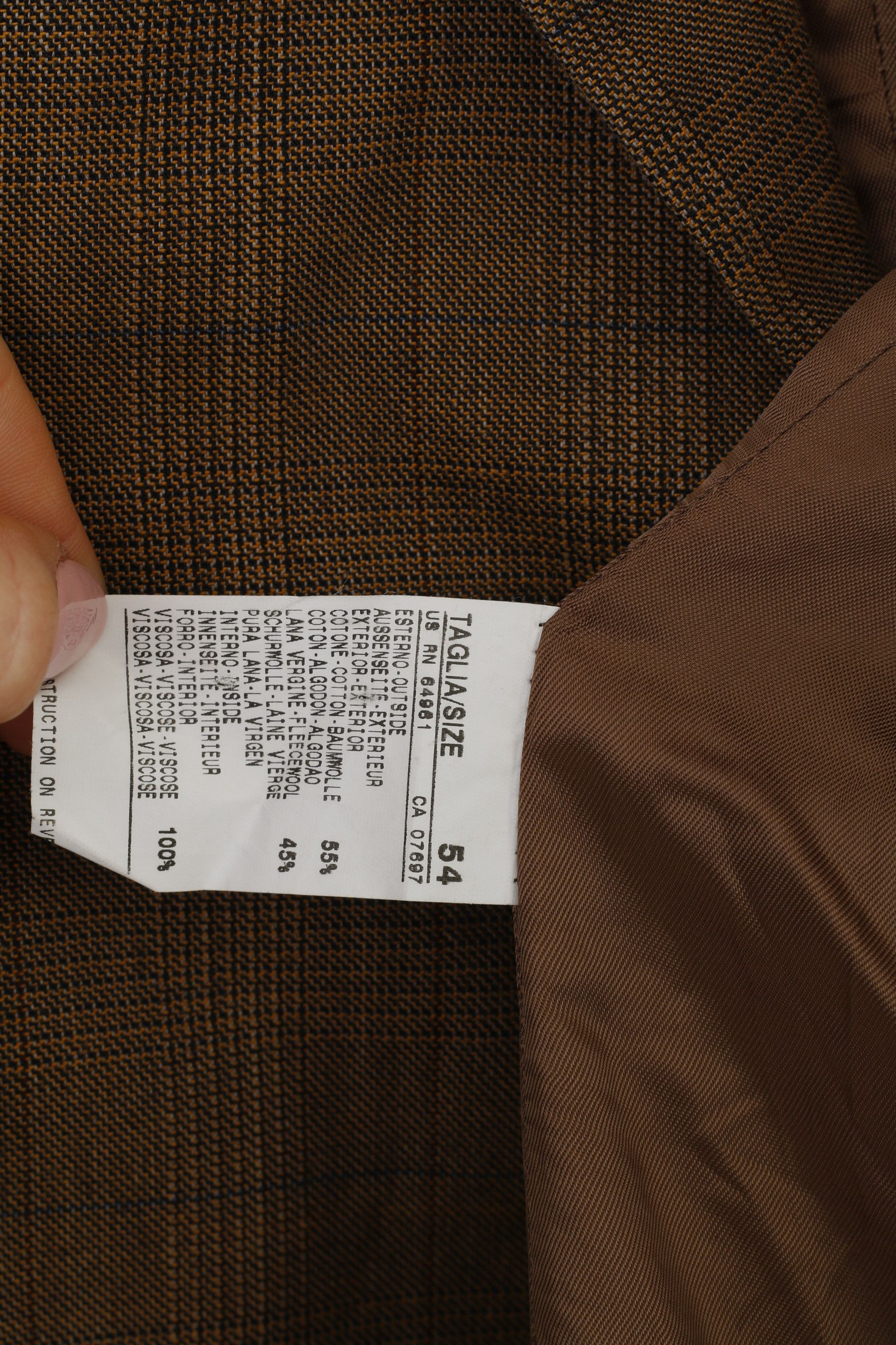 United Colors Of Benetton United Colors Of Benetton Men 44 54 Blazer Brown Cotton 0259 Size 44R - 6 Thumbnail