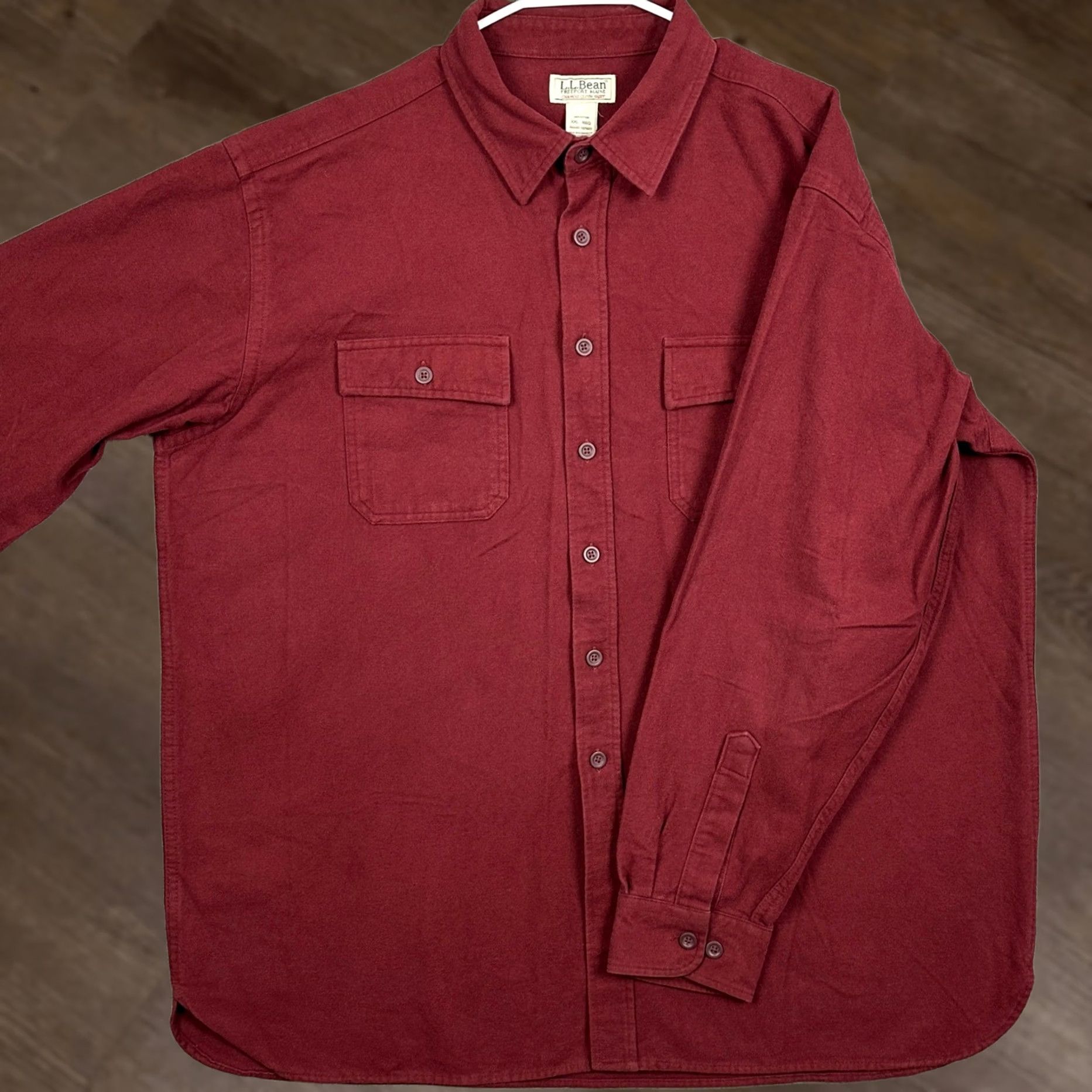 Vintage L.L. Bean Mens 2XL Chamois Cloth Shirt Red Flannel Button-Up Pockets EUC Size US XXL / EU 58 / 5 - 1 Thumbnail