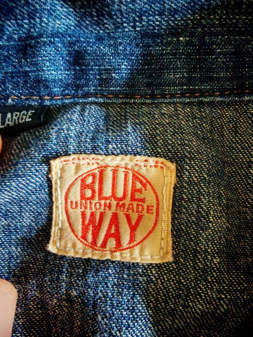 Japanese Brand 🔥 Blue Way Union Made Lace-Up Denim Shirt (Made in Japan) Size US L / EU 52-54 / 3 - 8 Thumbnail