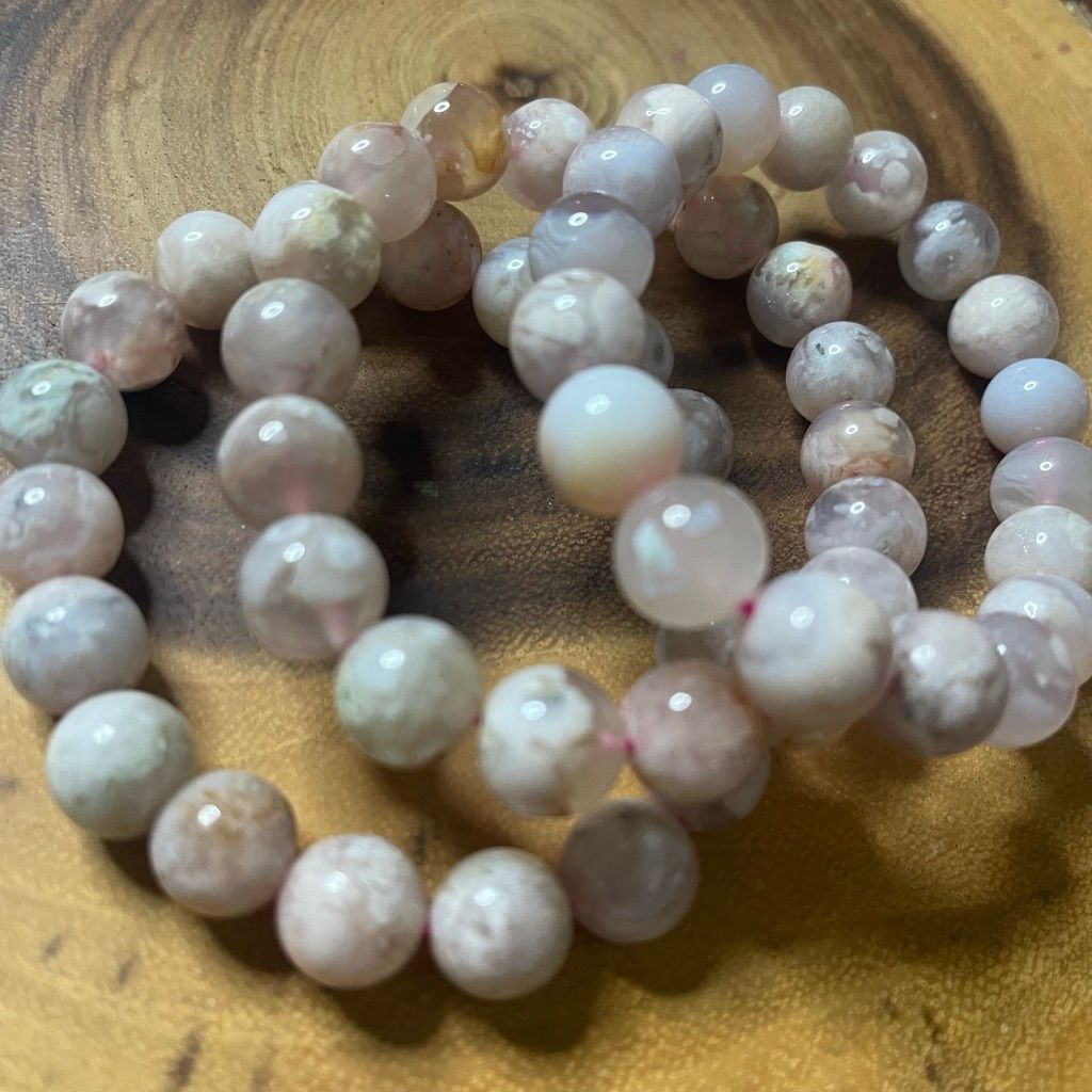 Other Flower Agate pink beaded stretch bracelet beads 7” 10mm new Size ONE SIZE - 4 Thumbnail