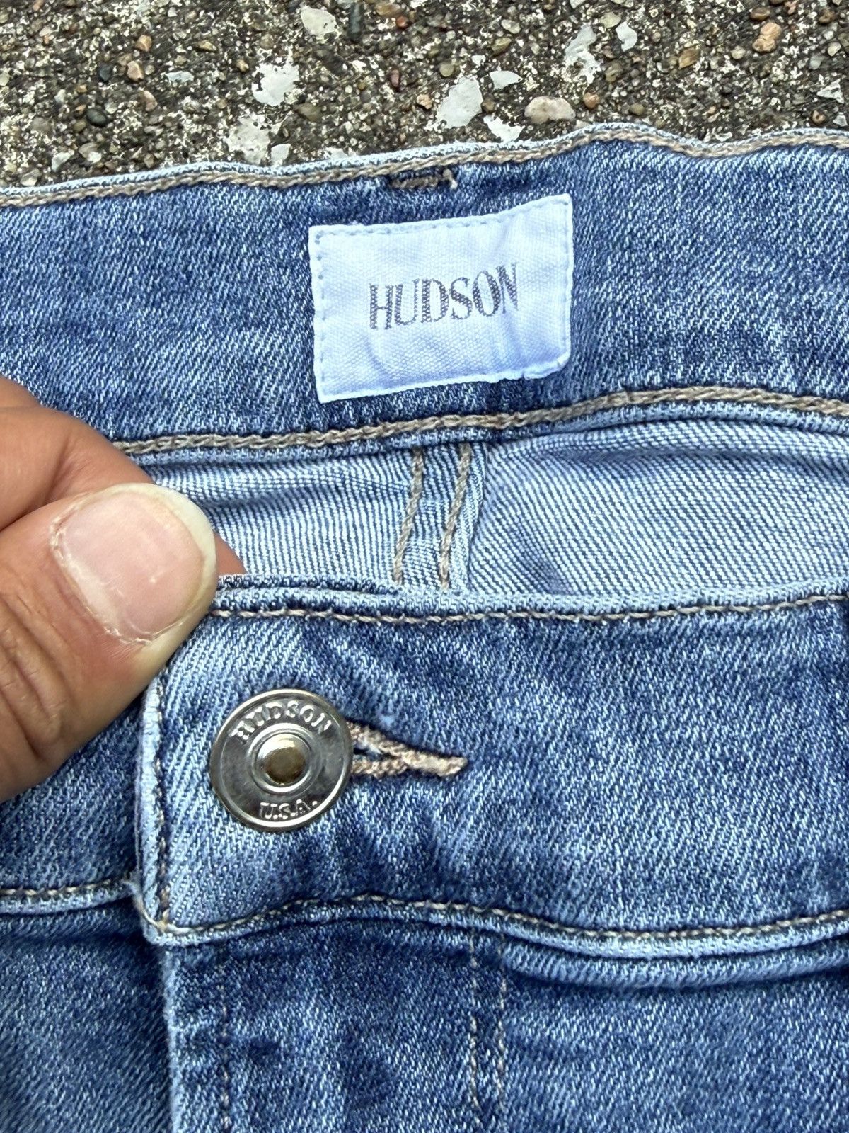 Hudson Ace Skinny Light Blue Wash Distressed Denim Jeans Size US 36 / EU 52 - 2 Thumbnail