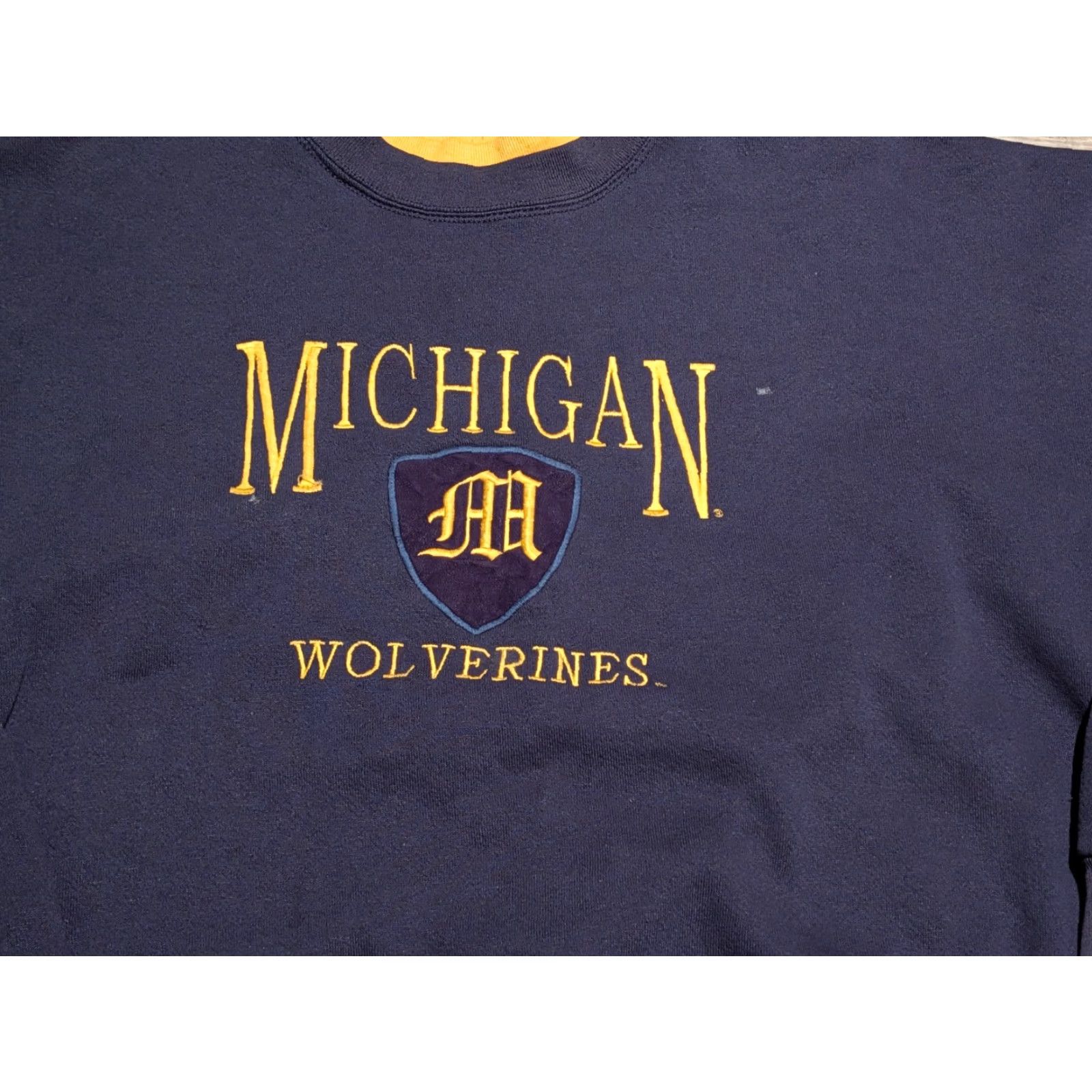 Doublet VINTAGE Dodger Michigan Wolverines Sweatshirt Crewneck Large Blue Embroidered 90s College USA Made Men Size US L / EU 52-54 / 3 - 2 Thumbnail