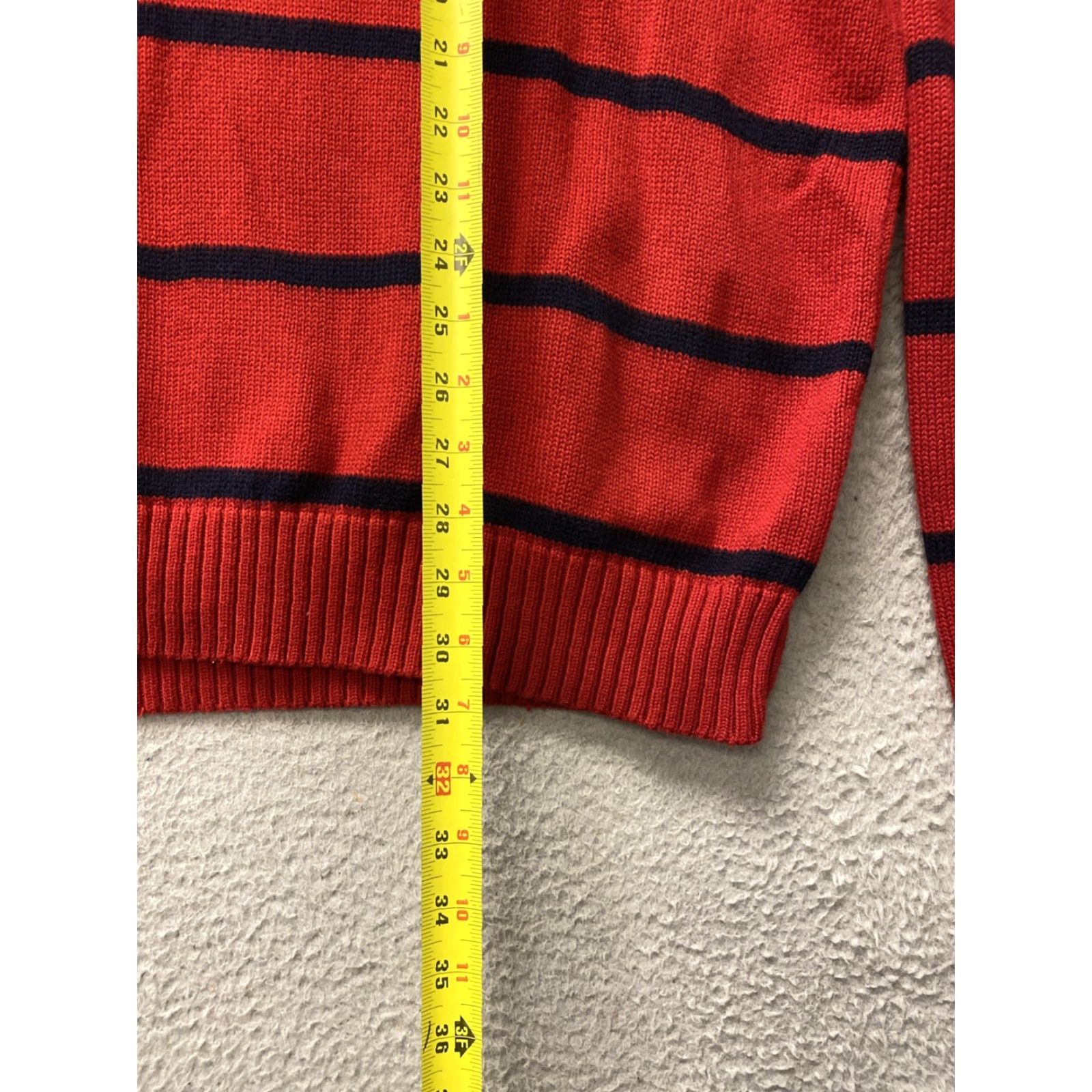 Polo Ralph Lauren Polo Ralph Lauren Men’s Sweater Quarter-Zip Knit Red Striped XL Long Sleeve Zip Logo Embroidered Size US XL / EU 56 / 4 - 6 Thumbnail