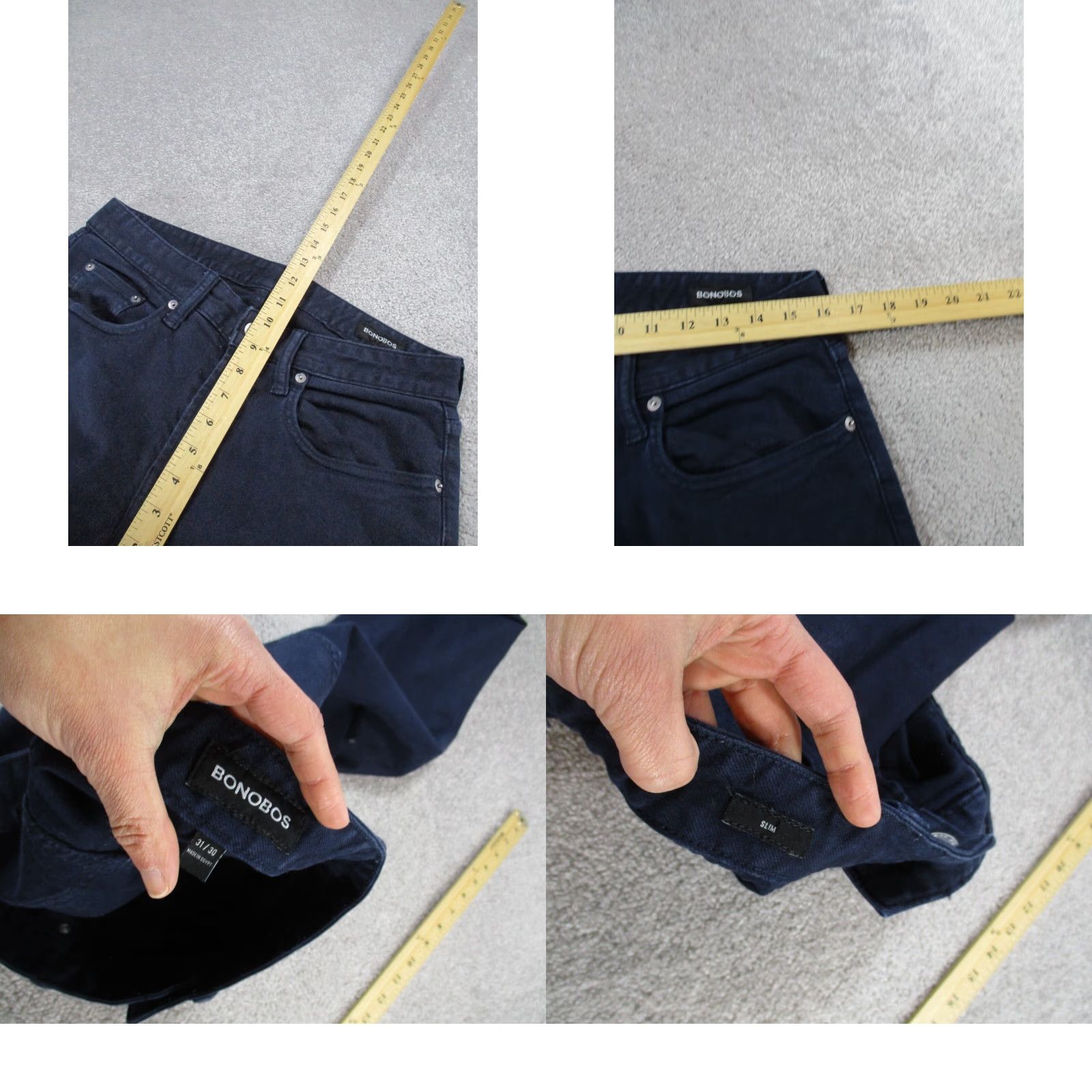 Bonobos BONOBOS Jeans Mens Slim Fit Denim 31X29 Dark Blue Tapered Size US 31 - 8 Thumbnail
