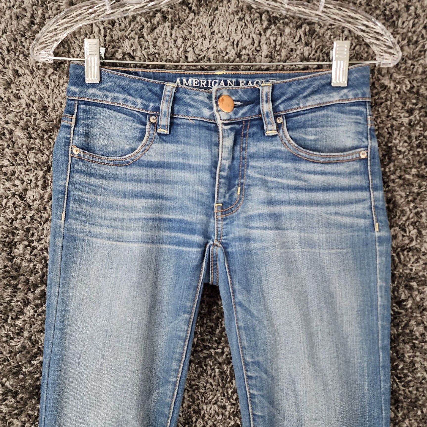 American Eagle Outfitters VINTAGE American Eagle Womens Jeans Ankle Size 00 Blue Super Stretch Jeggings Size 24" / US 00 / IT 34 - 2 Thumbnail