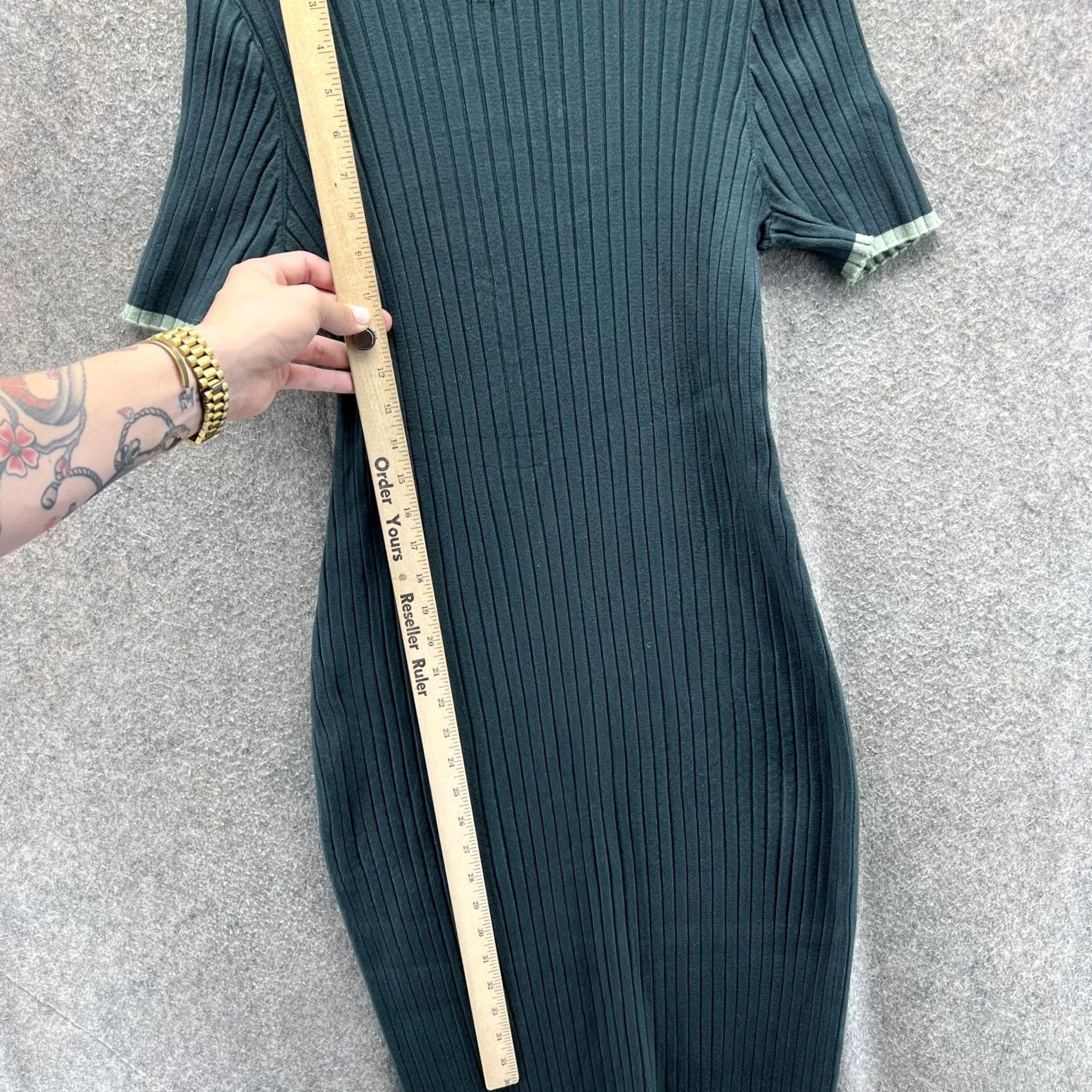 Madewell Madewell Dress Womens 2XL Green Ribbed Knit Short Sleeve Midi Bodycon Crewneck Size 40" / US 18 - 5 Thumbnail