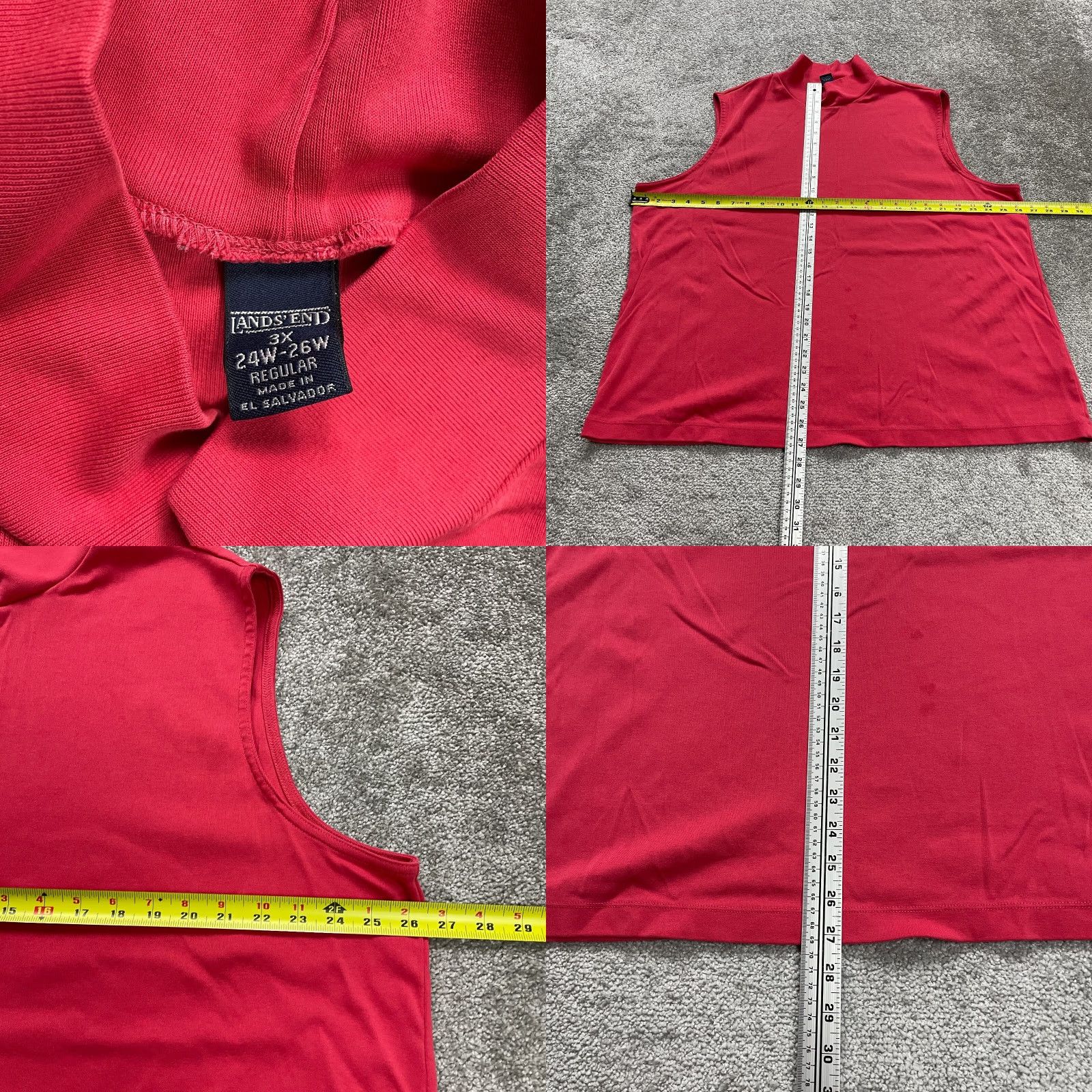 Lands' End Lands' End Women Basic Tank 24/26W Red Mock Neck Cotton Classic Casual Size 4XL / US 24-26 - 8 Thumbnail