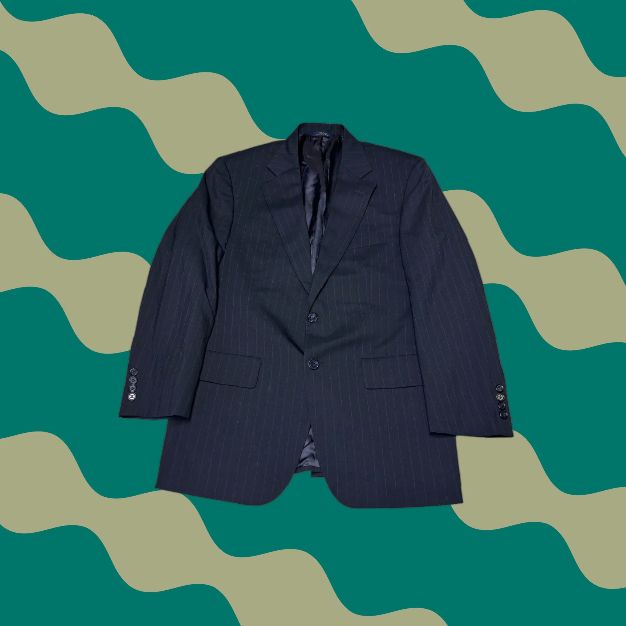 Brooks Brothers Brooksease 2 Piece Suit Navy Blue Pinstripe Wool USA Mens 38S Regular Chest 38 Waist 31 Inseam 28