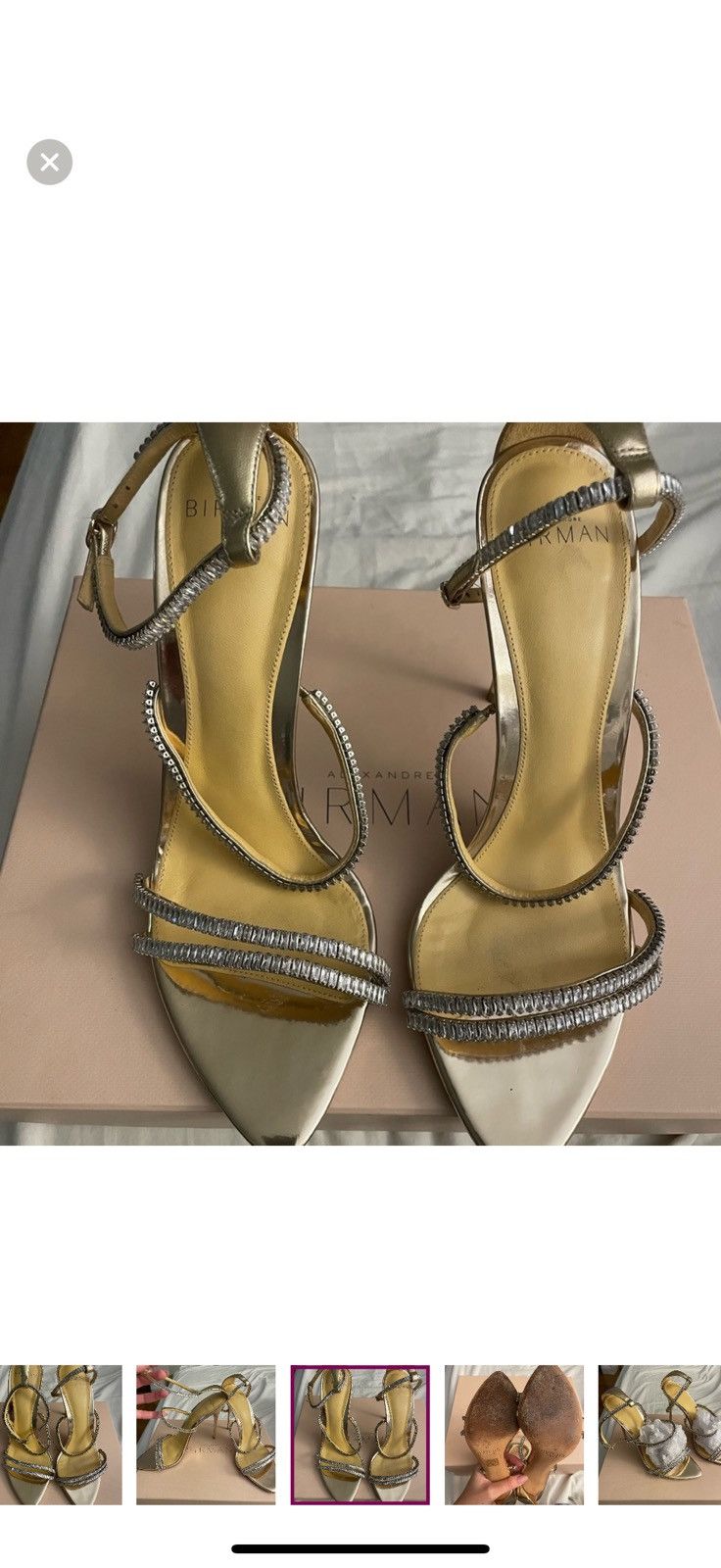 Alexandre Birman Alexandre Birman Lacy Zircone Gold Metallic Sandals Size US 9 / IT 39 - 5 Thumbnail