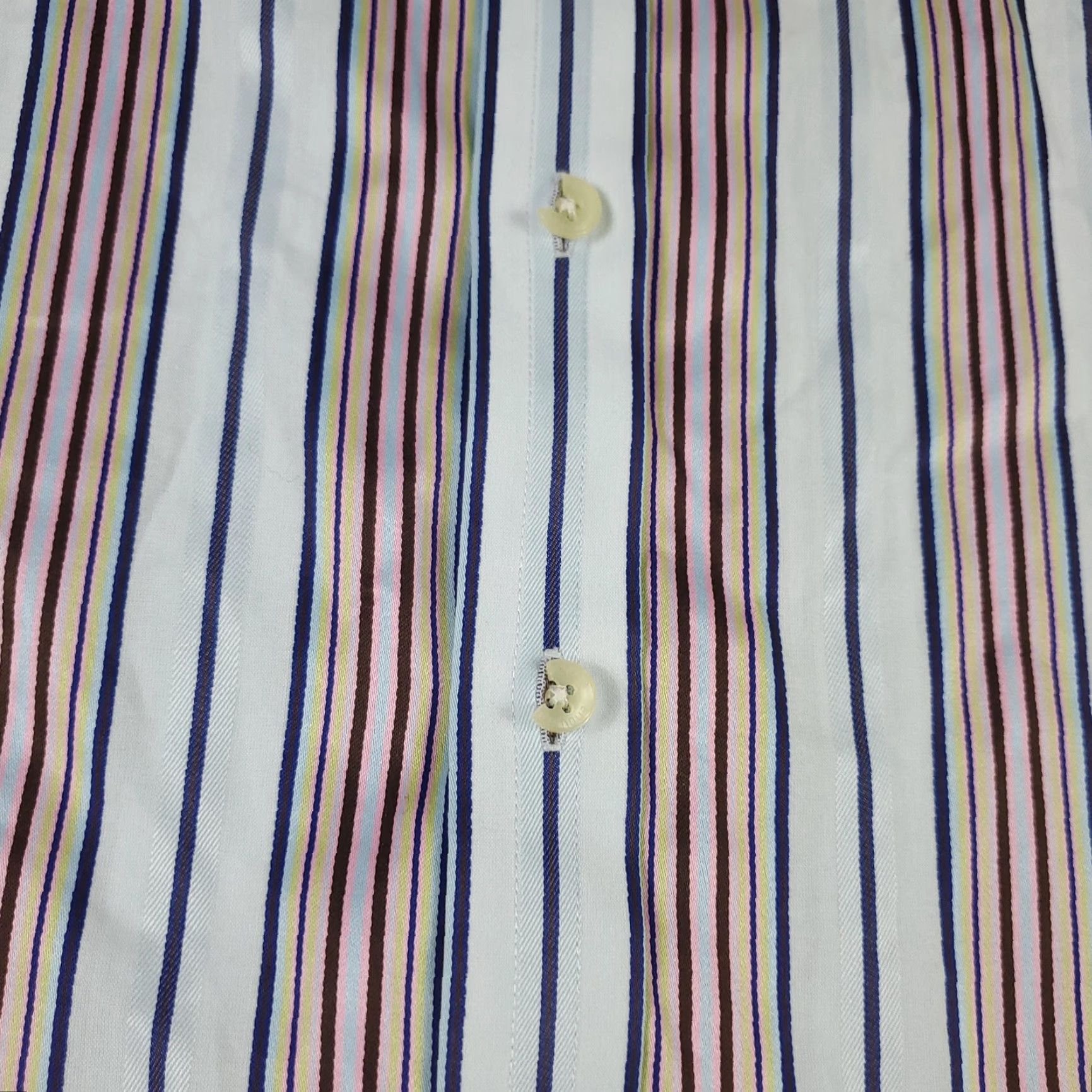 Ted Baker Ted Baker Dress Shirt Mens 17 Large White Striped Spread Cuff Classic Cotton Size 46R - 5 Thumbnail