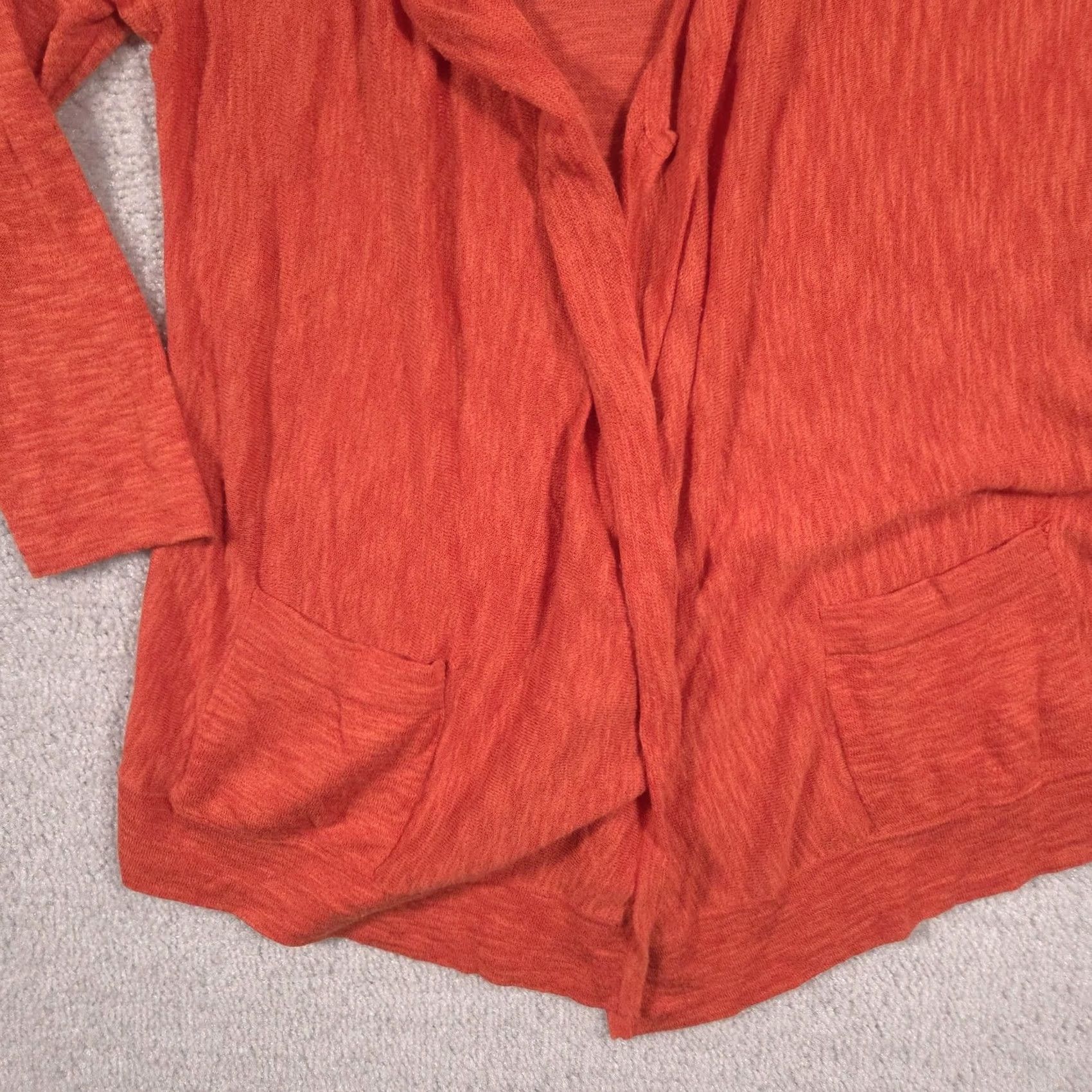 Vintage Chico's Cardigan Womens 0 Orange Cotton Viscose Knit Open Front Pockets Sweater Cardigan Knit Lightweight Casual Workwear Size XS / US 0-2 / IT 36-38 - 3 Thumbnail