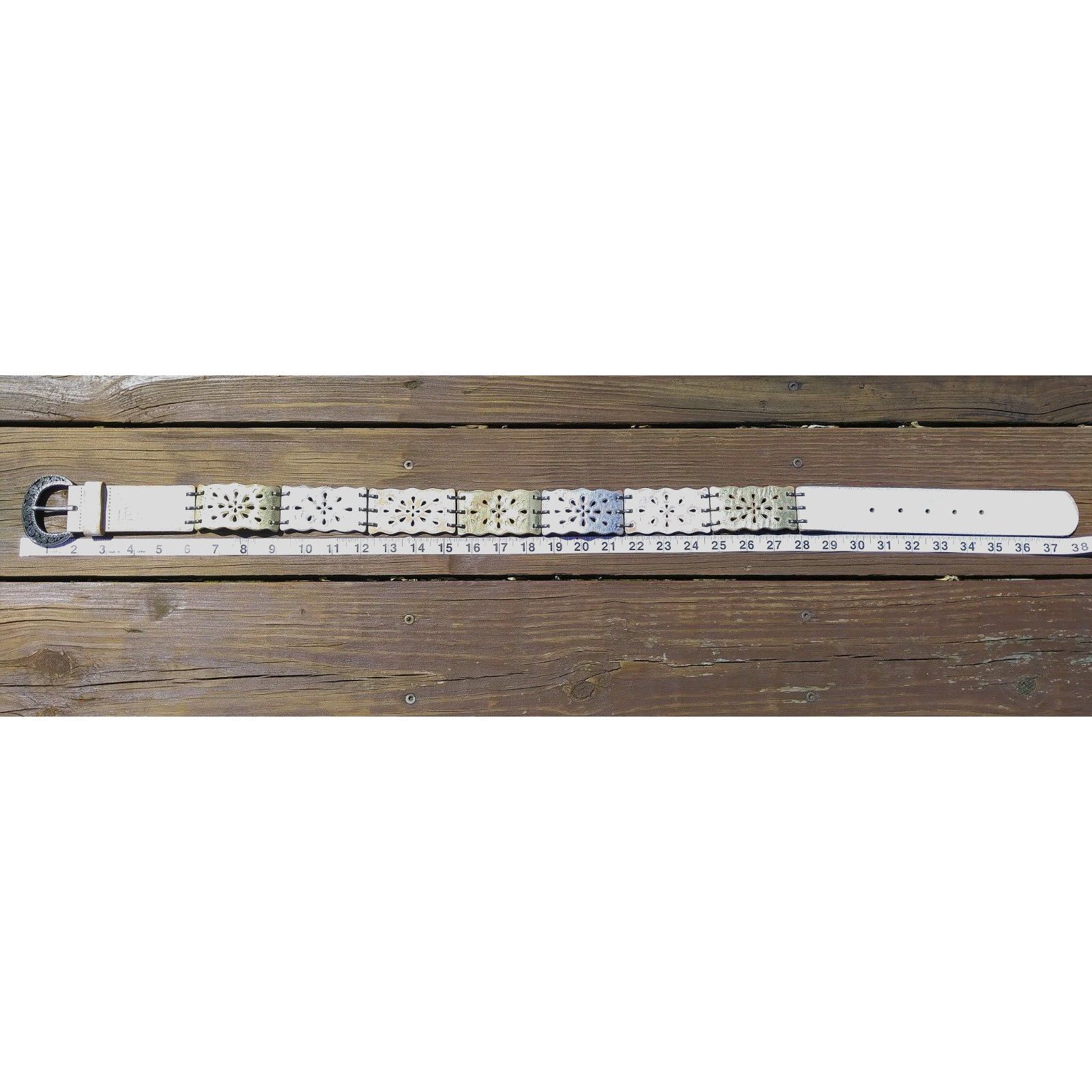 Fossil Fossil Women Leather Belt Boho Silver Link Flower White Gold Size ONE SIZE - 1 Thumbnail