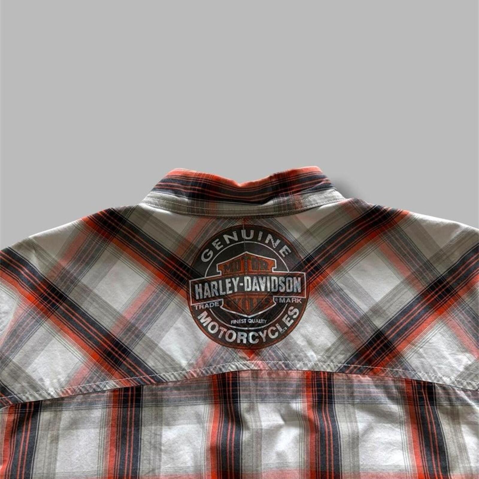 Harley Davidson Orange/Black Harley Davidson Plaid Button Up Size US L / EU 52-54 / 3 - 6 Thumbnail