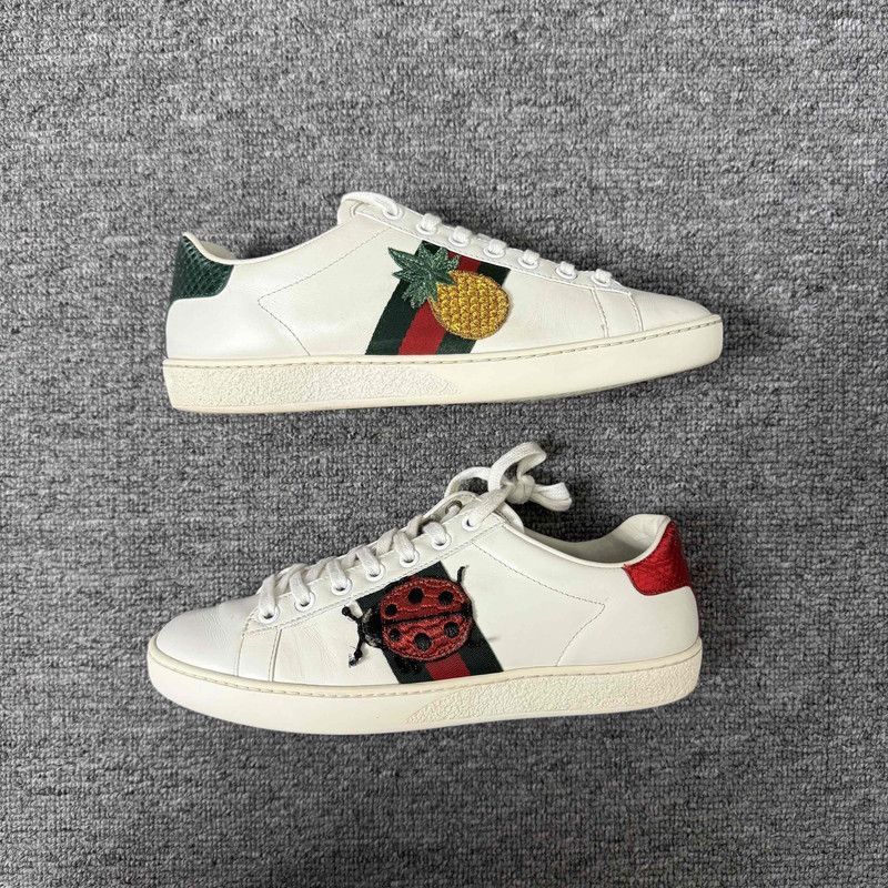 Gucci Gucci Ace Leather Sneakers with Pineapple Embroidery -2508 Size US 6 / IT 36 - 7 Thumbnail
