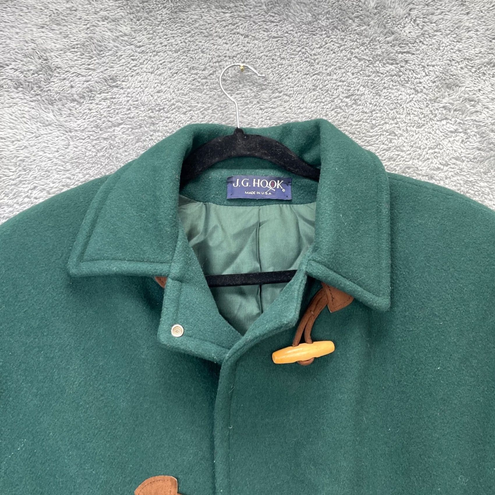Vintage VINTAGE J.G. Hook Womens Green Pea Coat Jacket 16 Wool Blend Wood Toggle Made USA Size XXL / US 16-18 / IT 52-54 - 2 Thumbnail