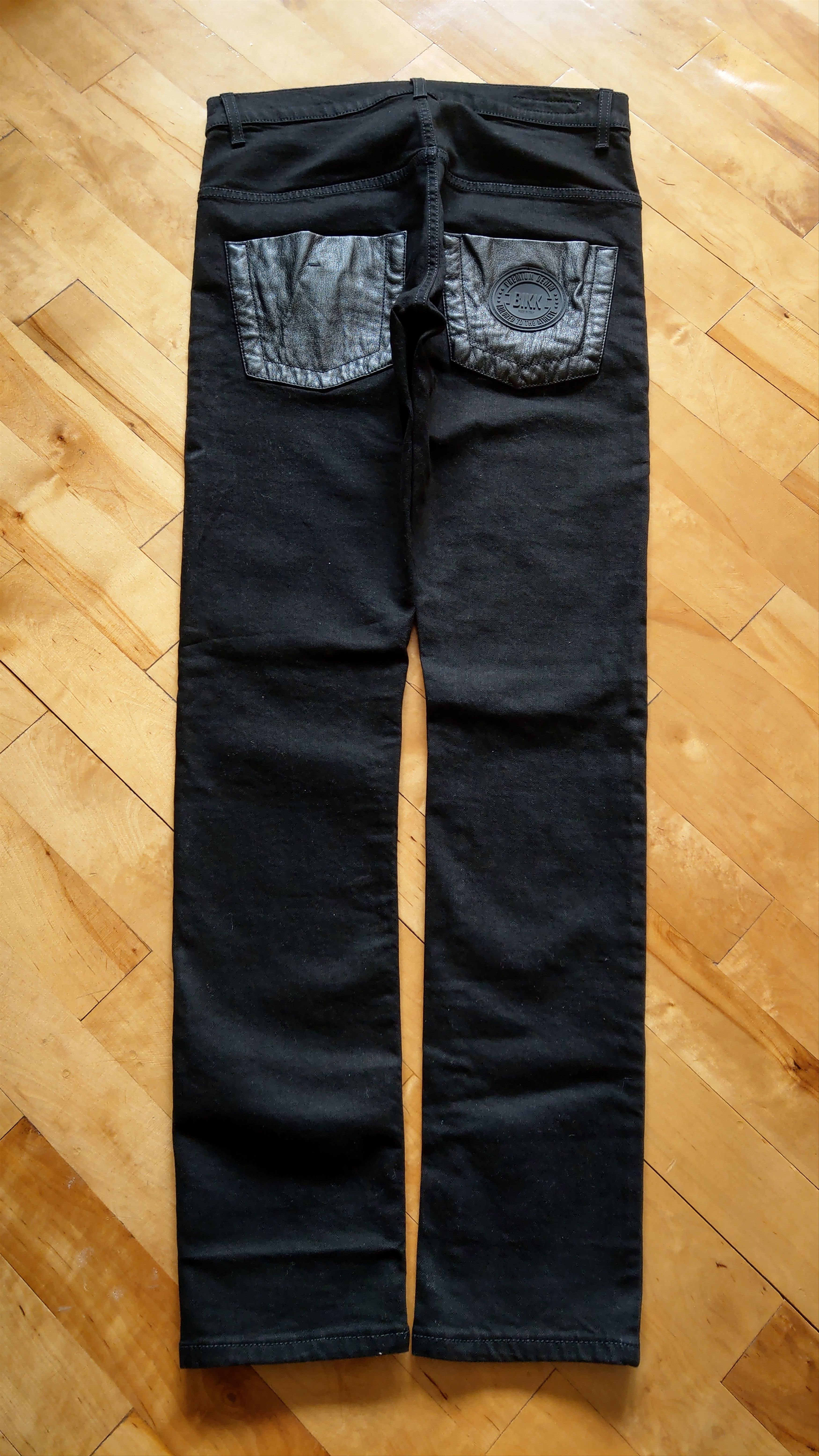 Dirk Bikkembergs Leather Pocket Pants BIKK Skinny Stacked Premium Denim goth Size US 31 - 20 Thumbnail