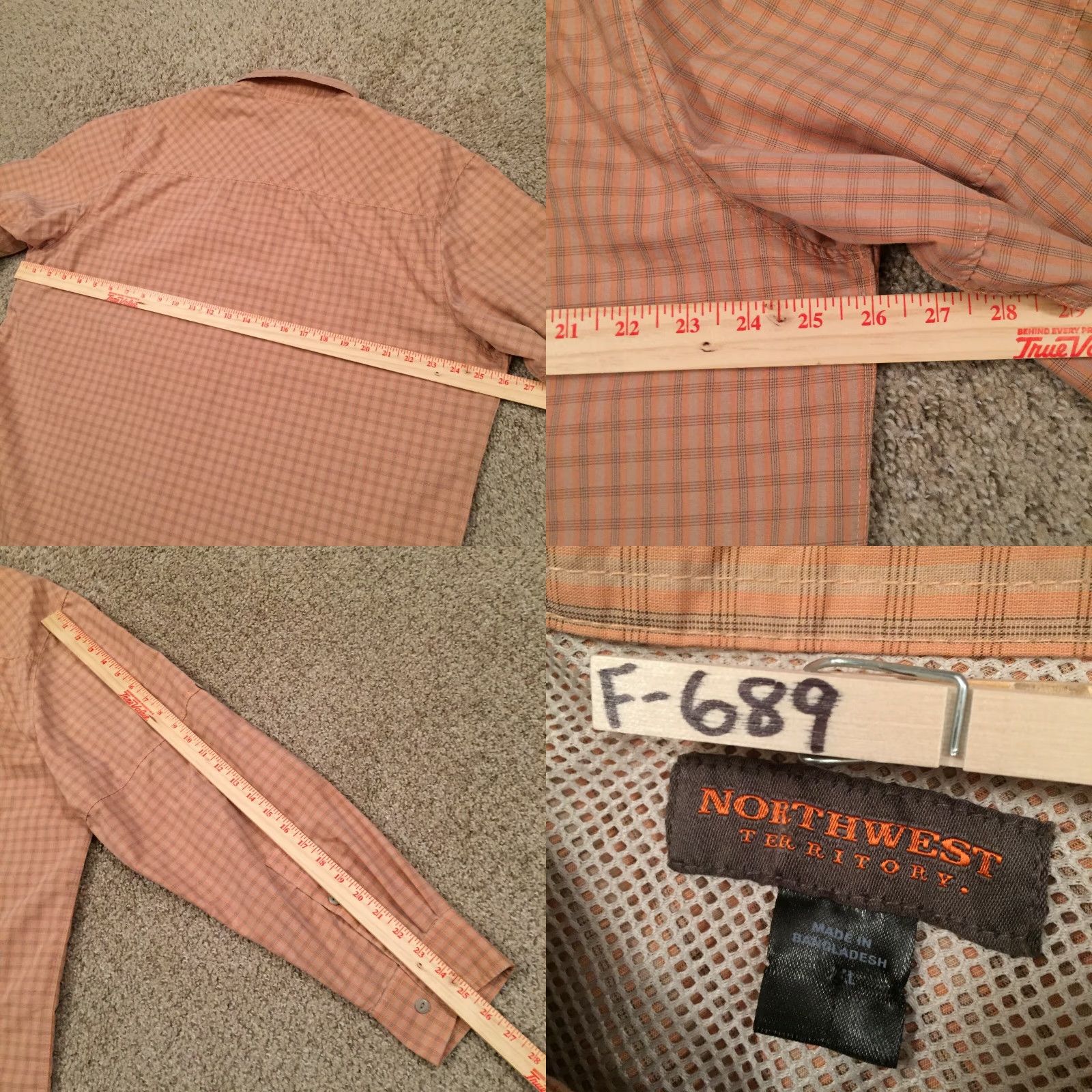 Vintage Northwest Territory Shirt Mens XL Orange Plaid Long Sleeve Button Up Outdoor Size US XL / EU 56 / 4 - 8 Thumbnail